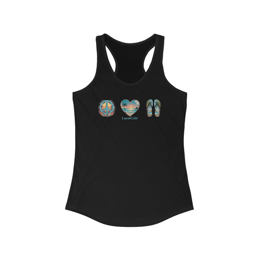 PEACE LOVE FLIP-FLOPS - NextLevel Women's Ideal Racerback Tank