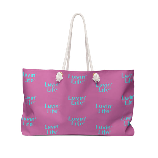 Luvin'Life TEAL on FUSIA - Beach/Weekender Tote Bag