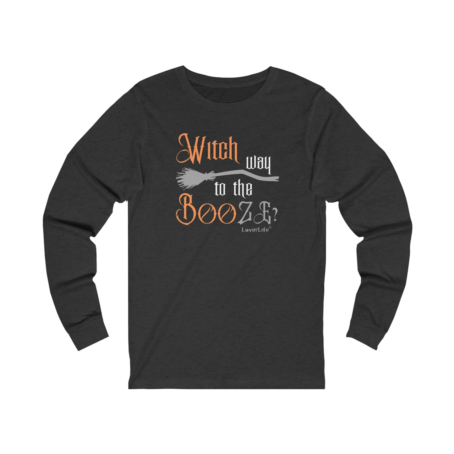 WITCH WAY TO THE BOOZE - Bella+Canvas Unisex Jersey Long Sleeve Tee (+3XL)