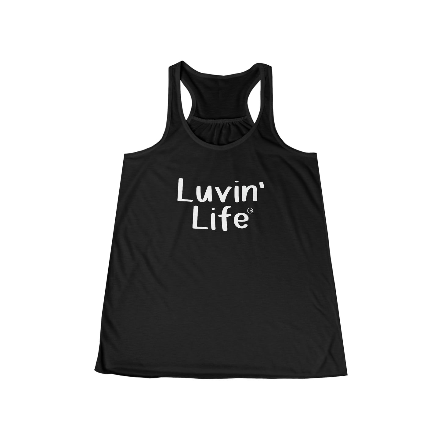 LUVIN' LIFE - White Font - Bella+Canvas - Women's Flowy Racerback Tank