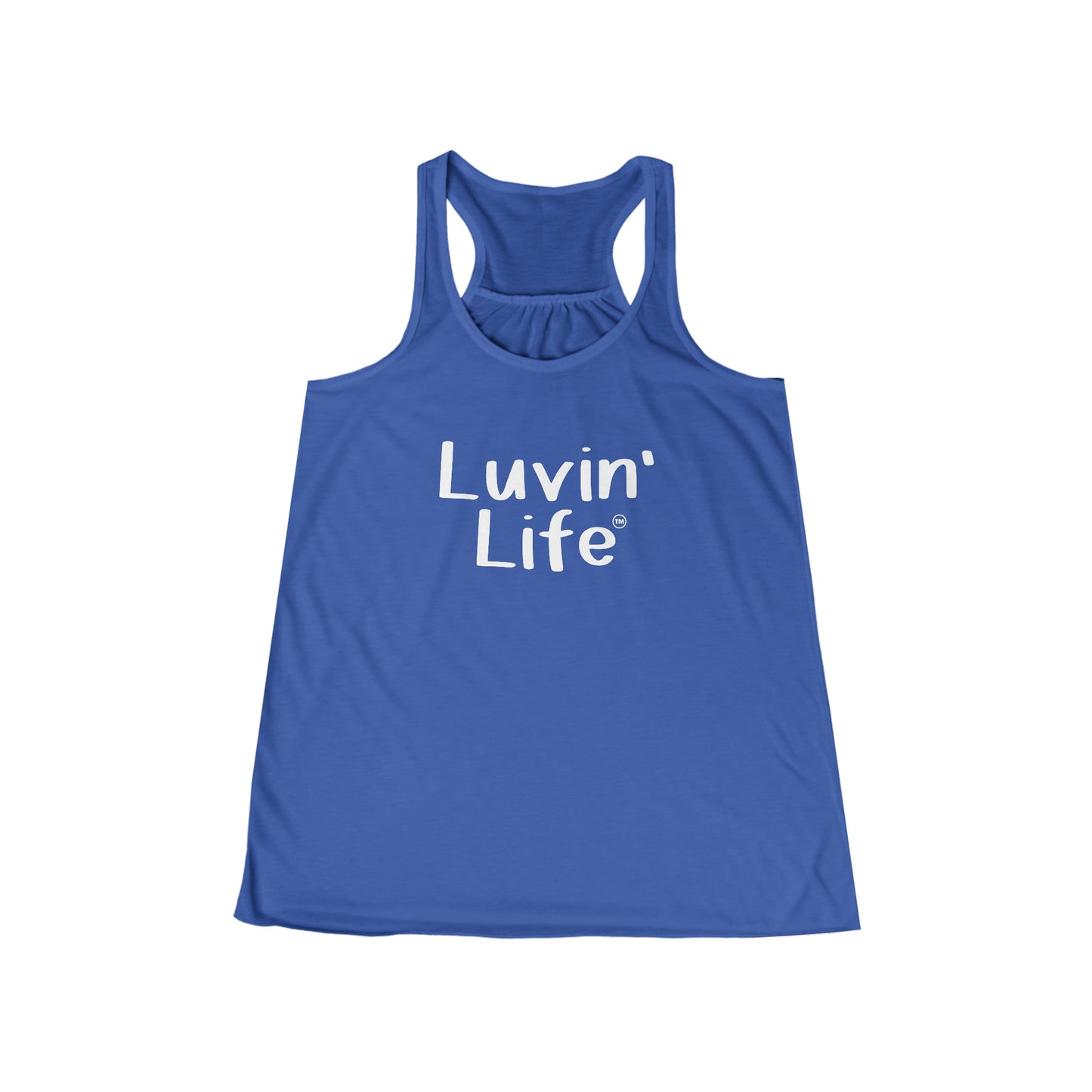 LUVIN' LIFE - White Font - Bella+Canvas - Women's Flowy Racerback Tank