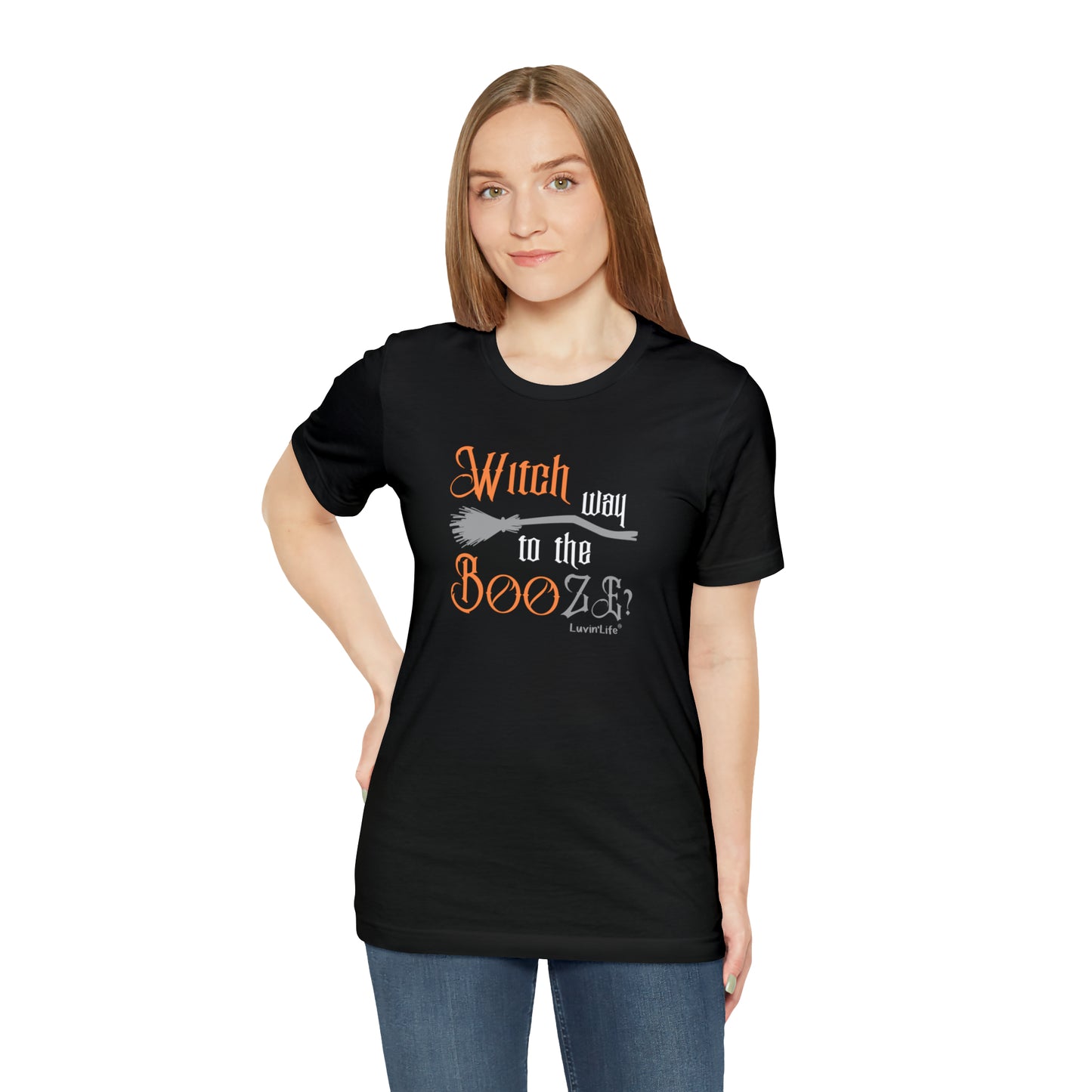 WITCH WAY TO THE BOOZE - Bella+Canvas Unisex Jersey Short Sleeve Tee (+3XL)