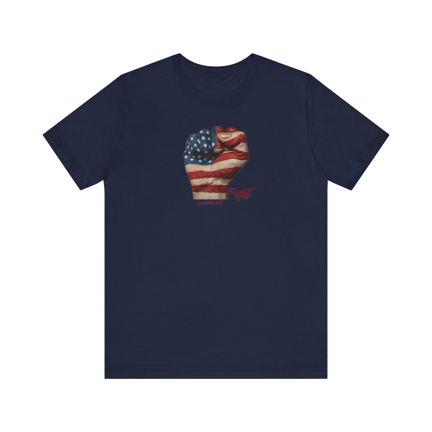 FIST AMERICAN FLAG - FIGHT - Bella+Canvas - Unisex Jersey Short Sleeve Tee (5XL)