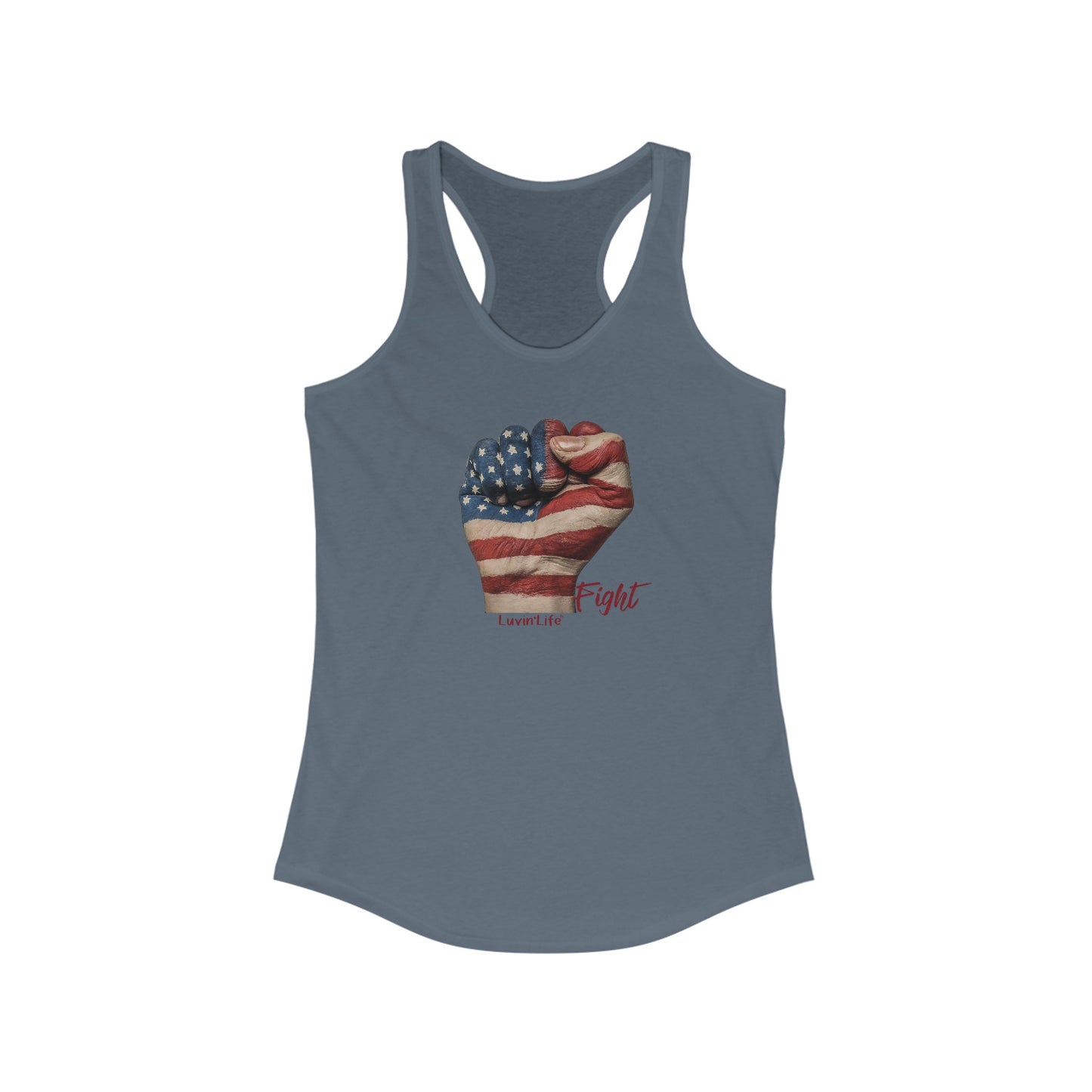 US FLAG PAINTED FIST - Women's Ideal Racerback Tank (2XL)