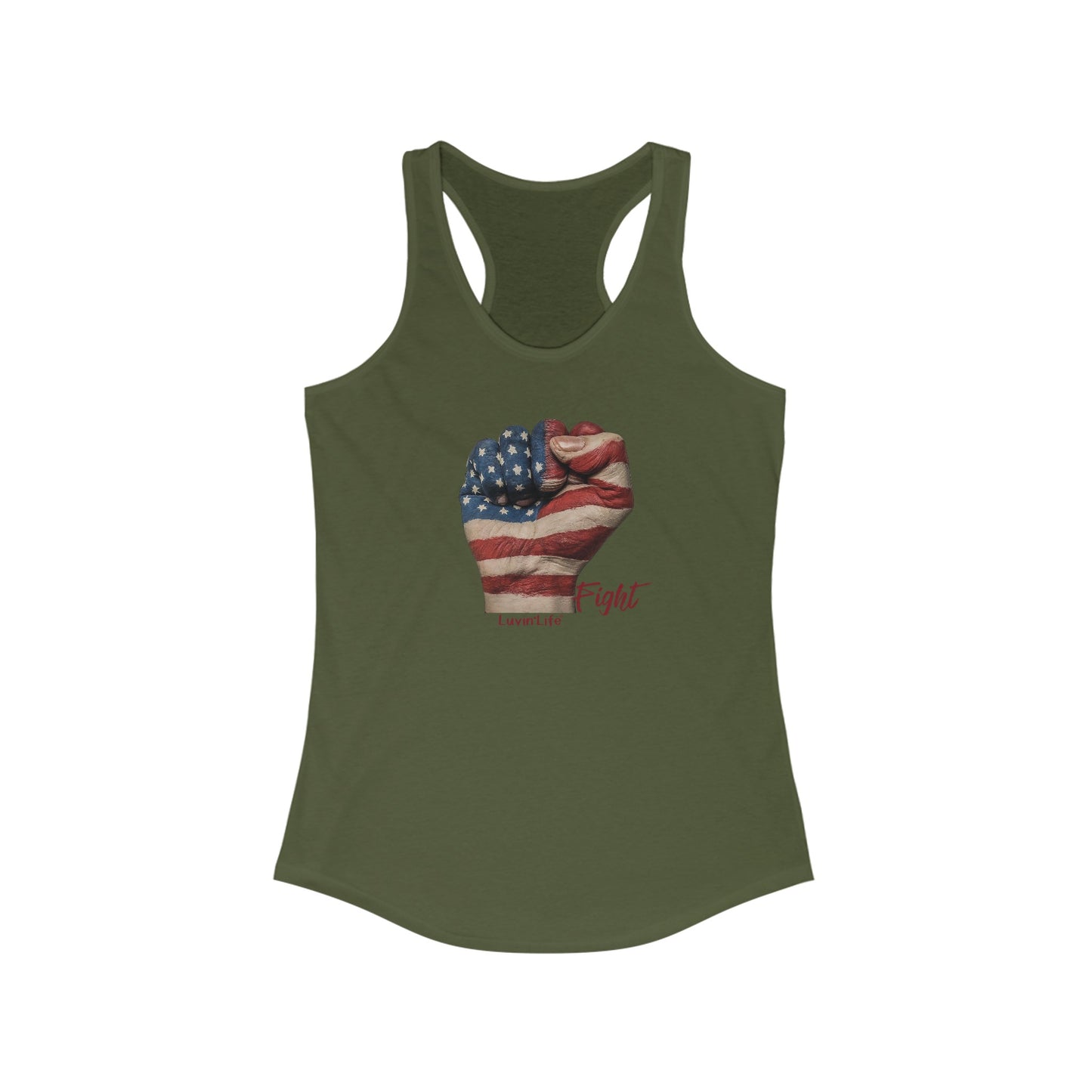 US FLAG PAINTED FIST - Women's Ideal Racerback Tank (2XL)