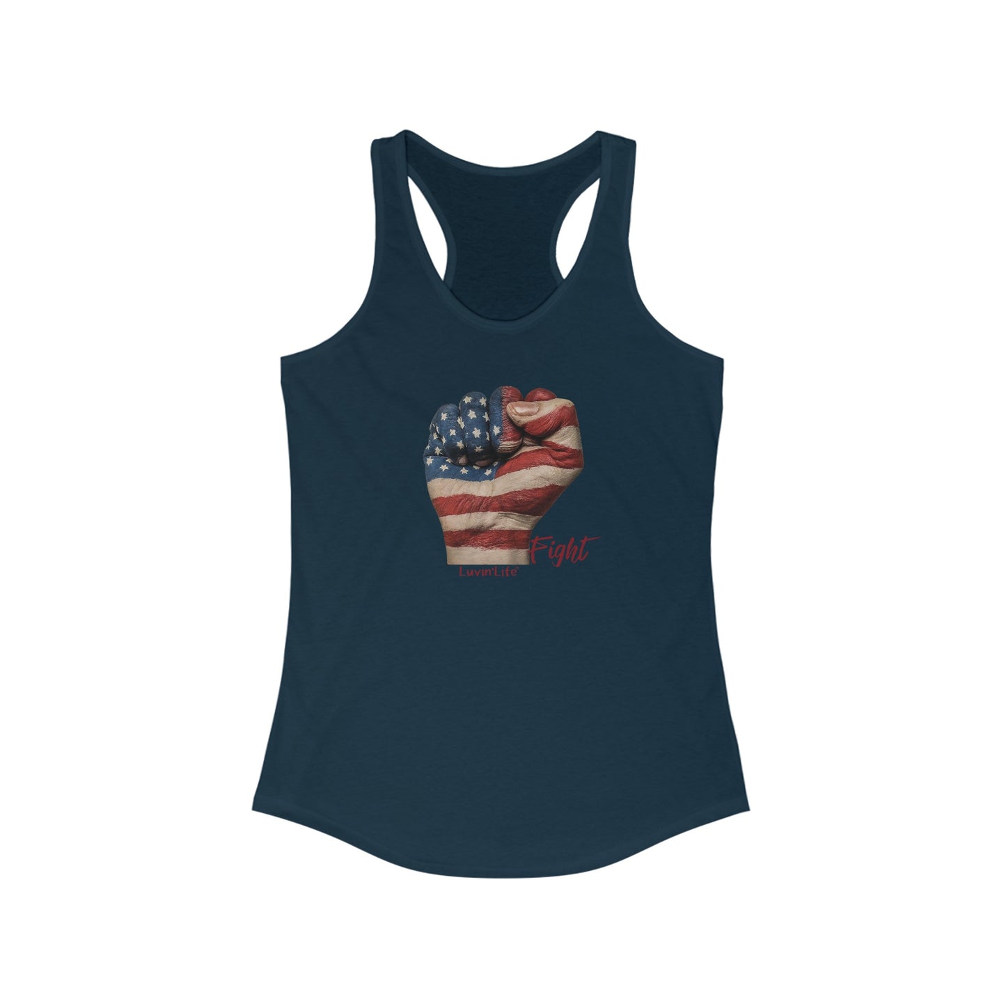 US FLAG PAINTED FIST - Women's Ideal Racerback Tank (2XL)