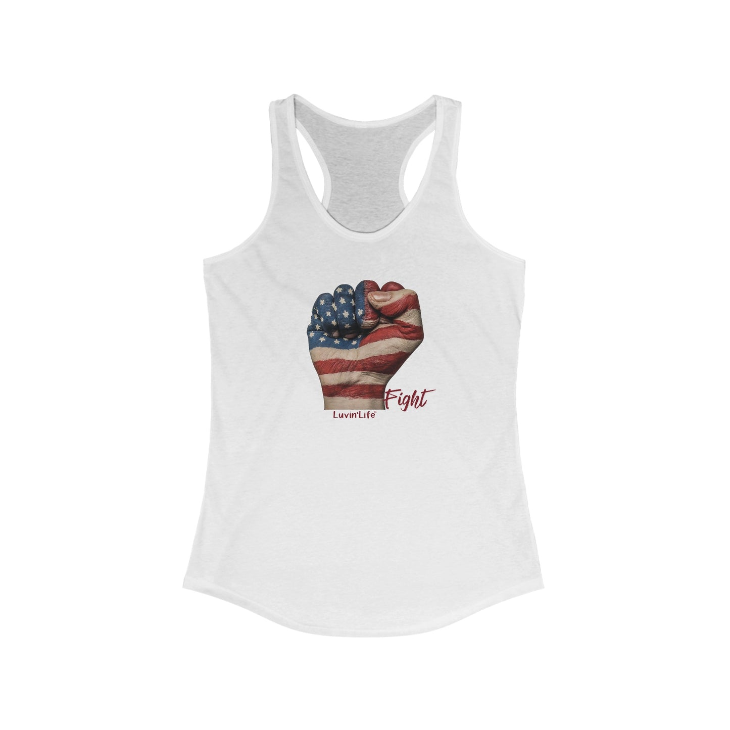 US FLAG PAINTED FIST - Women's Ideal Racerback Tank (2XL)