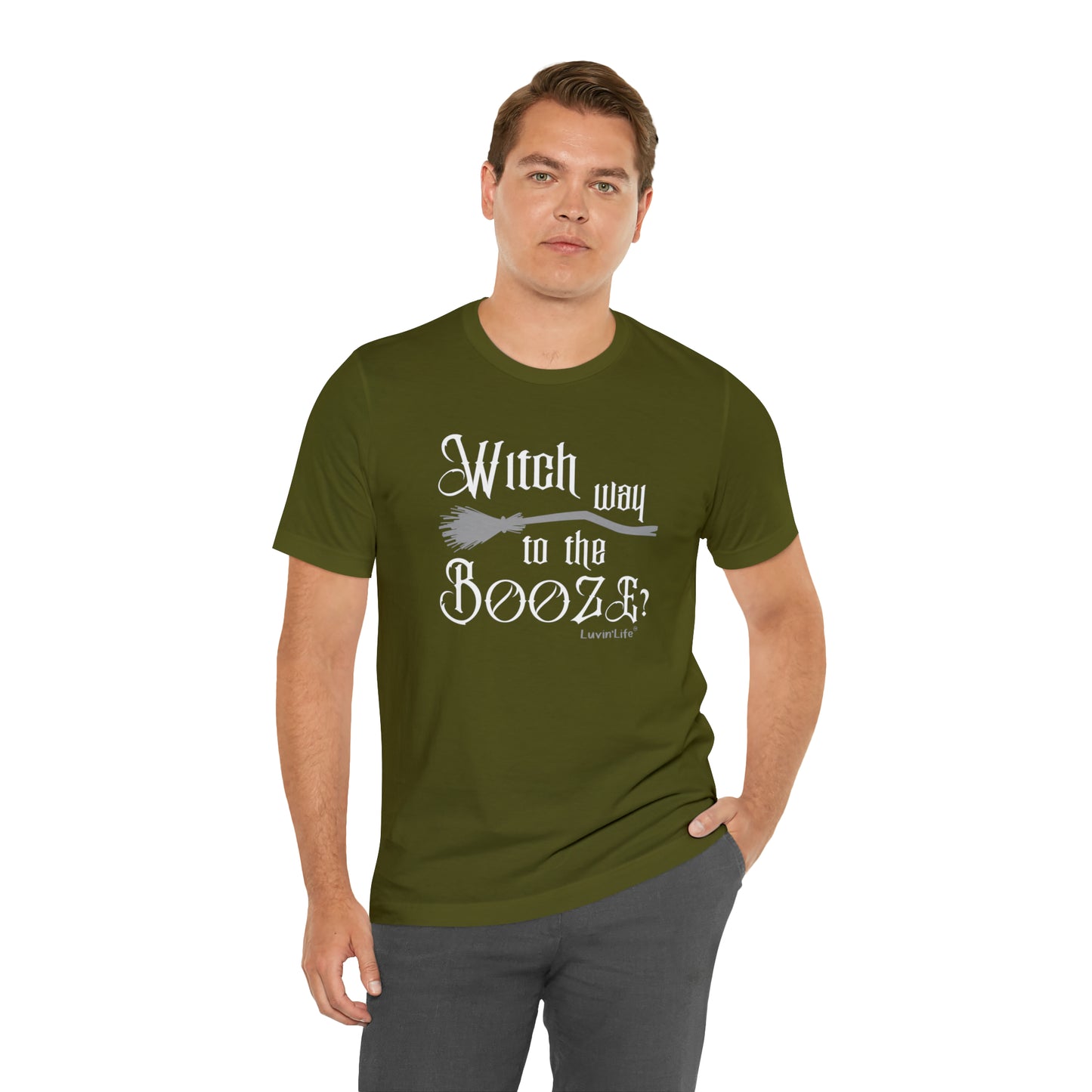 WITCH WAY TO THE BOOZE - Bella+Canvas Unisex Jersey Short Sleeve Tee (+3XL)