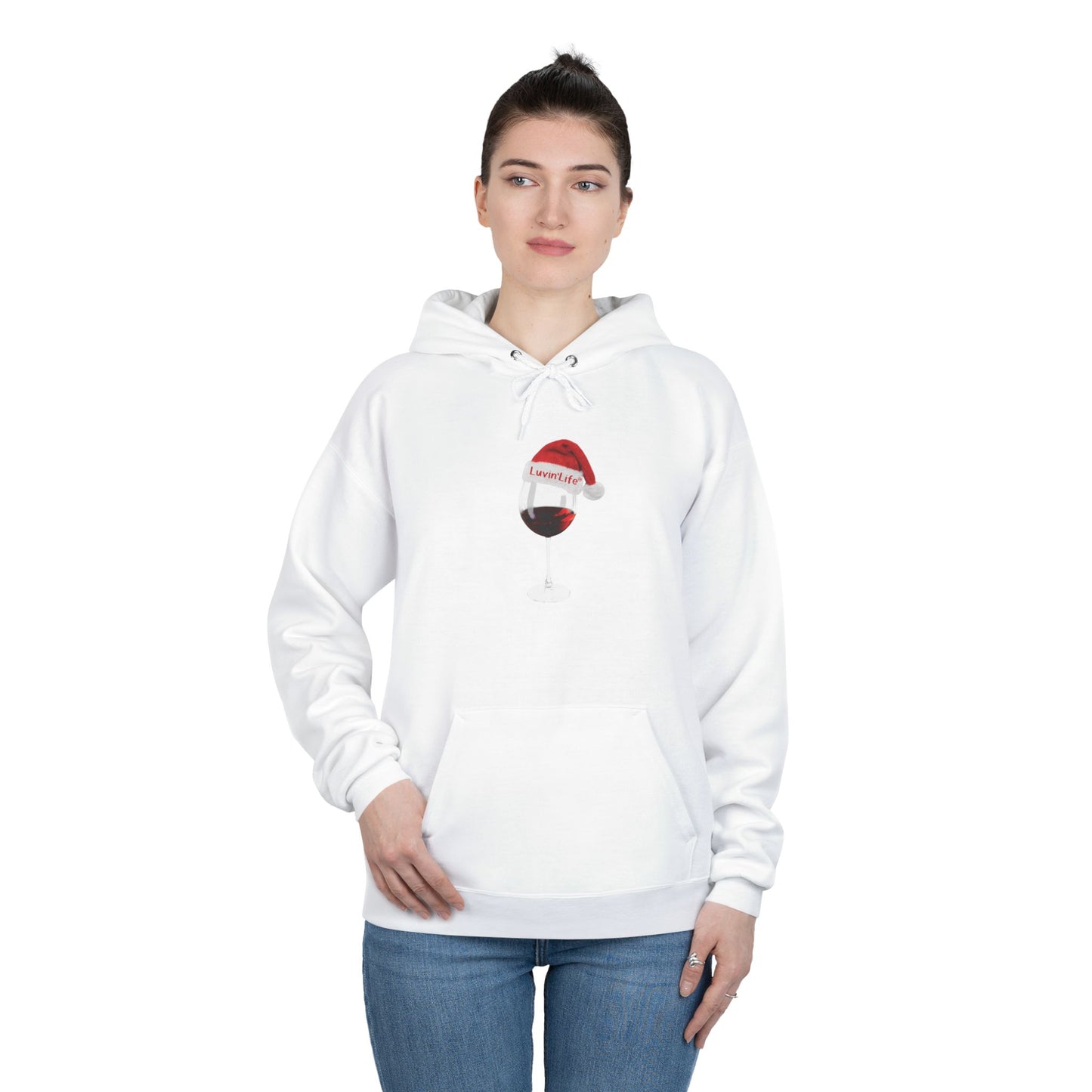 RED WINE SANTA HAT - Unisex  Pullover Hoodie Sweatshirt (+3XL)