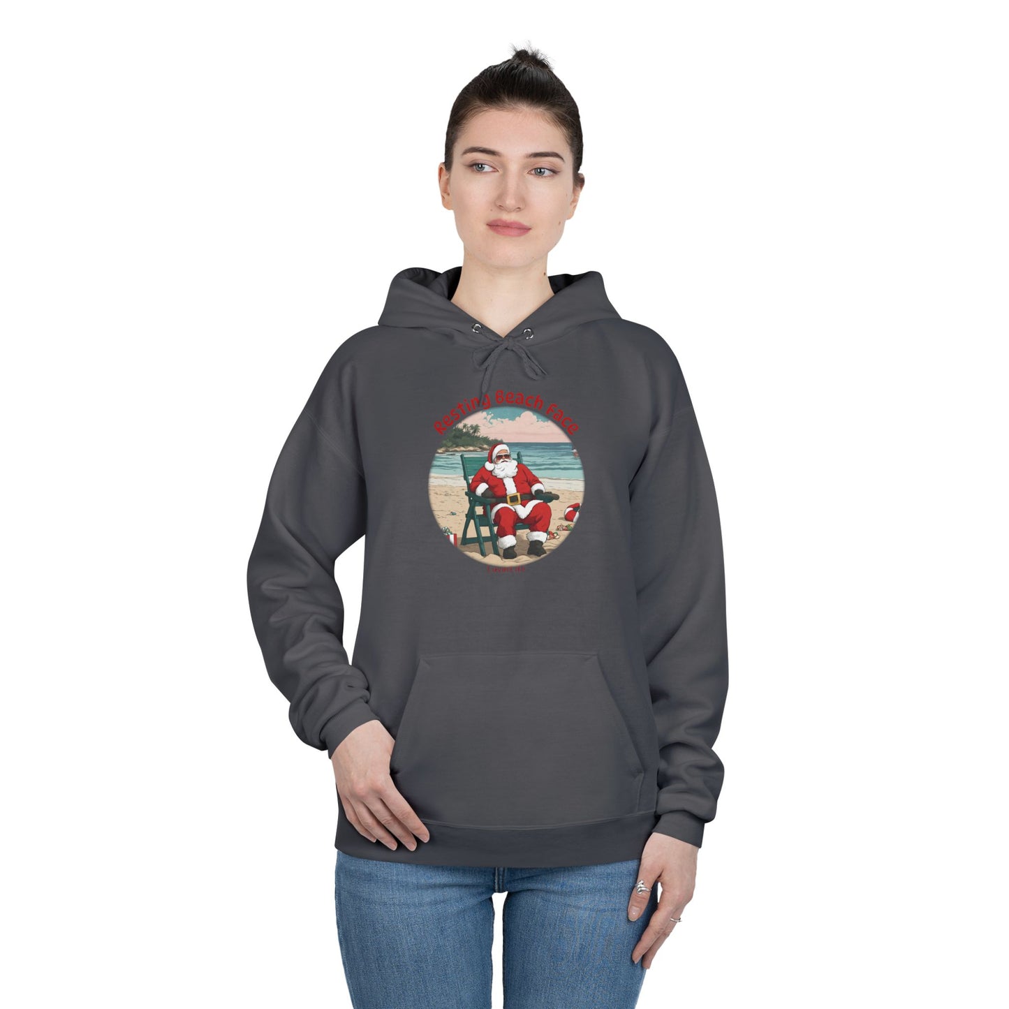 RESTING BEACH FACE - SANTA - Unisex Pullover Hoodie Sweatshirt (+3XL)