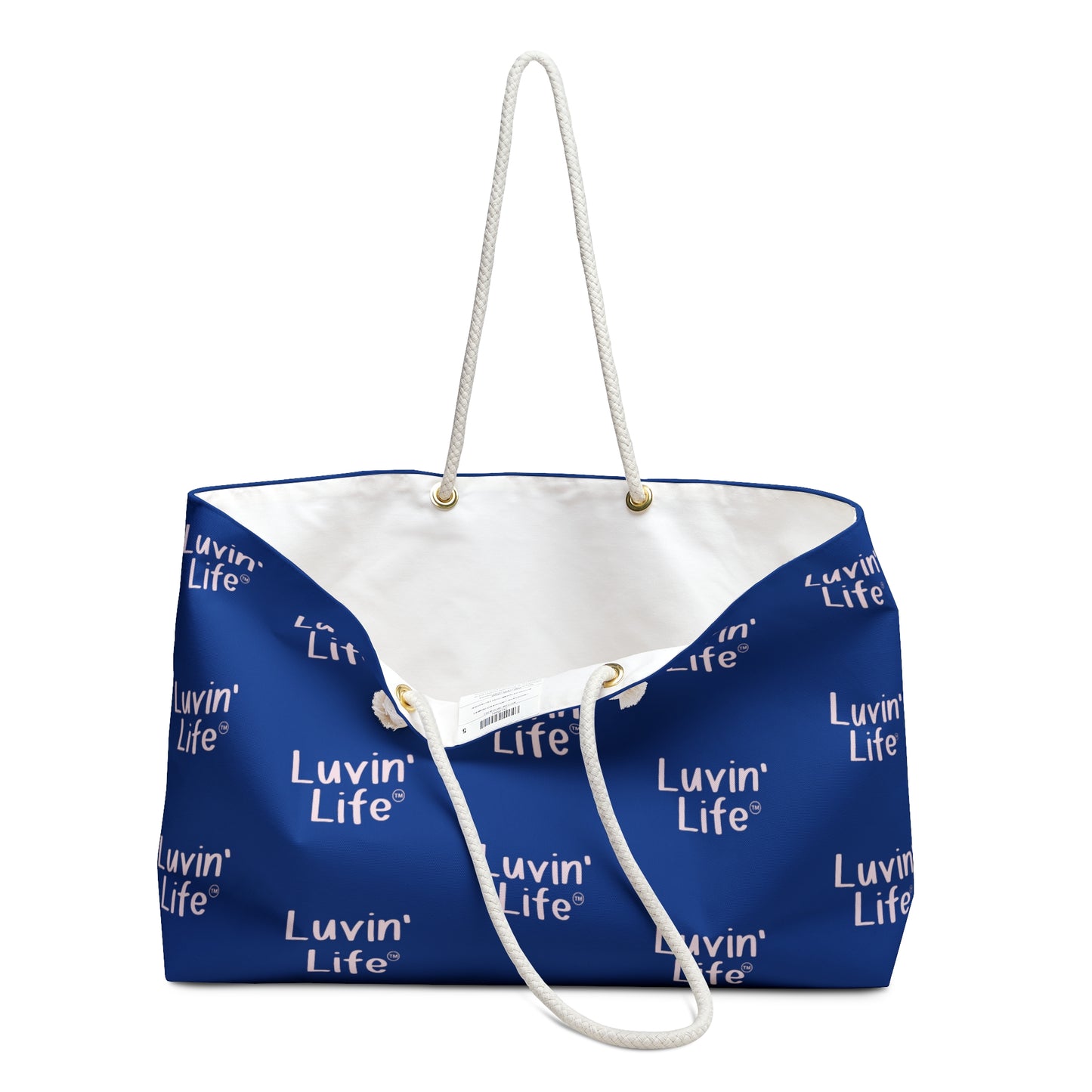 Luvin'Life - PINK on NAVY - Beach/Weekender Tote Bag