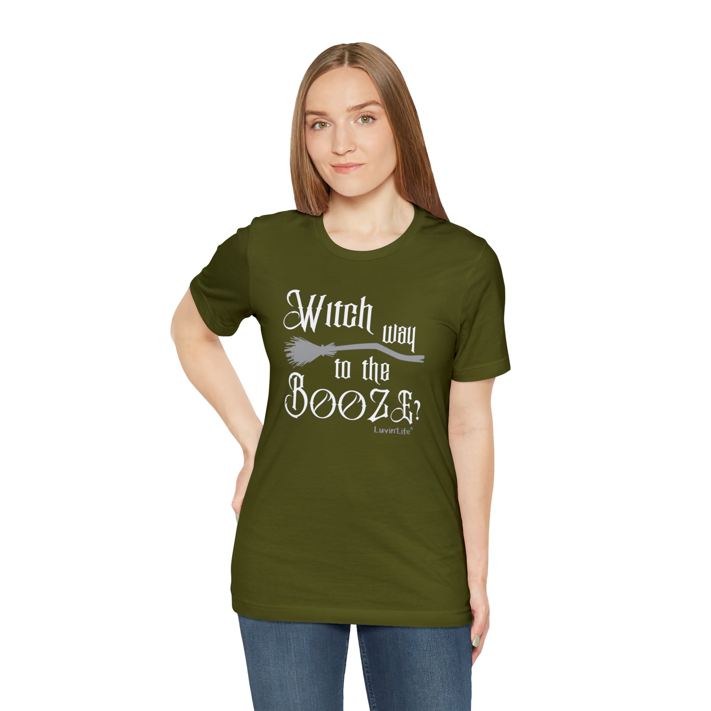 WITCH WAY TO THE BOOZE - Bella+Canvas Unisex Jersey Short Sleeve Tee (+3XL)