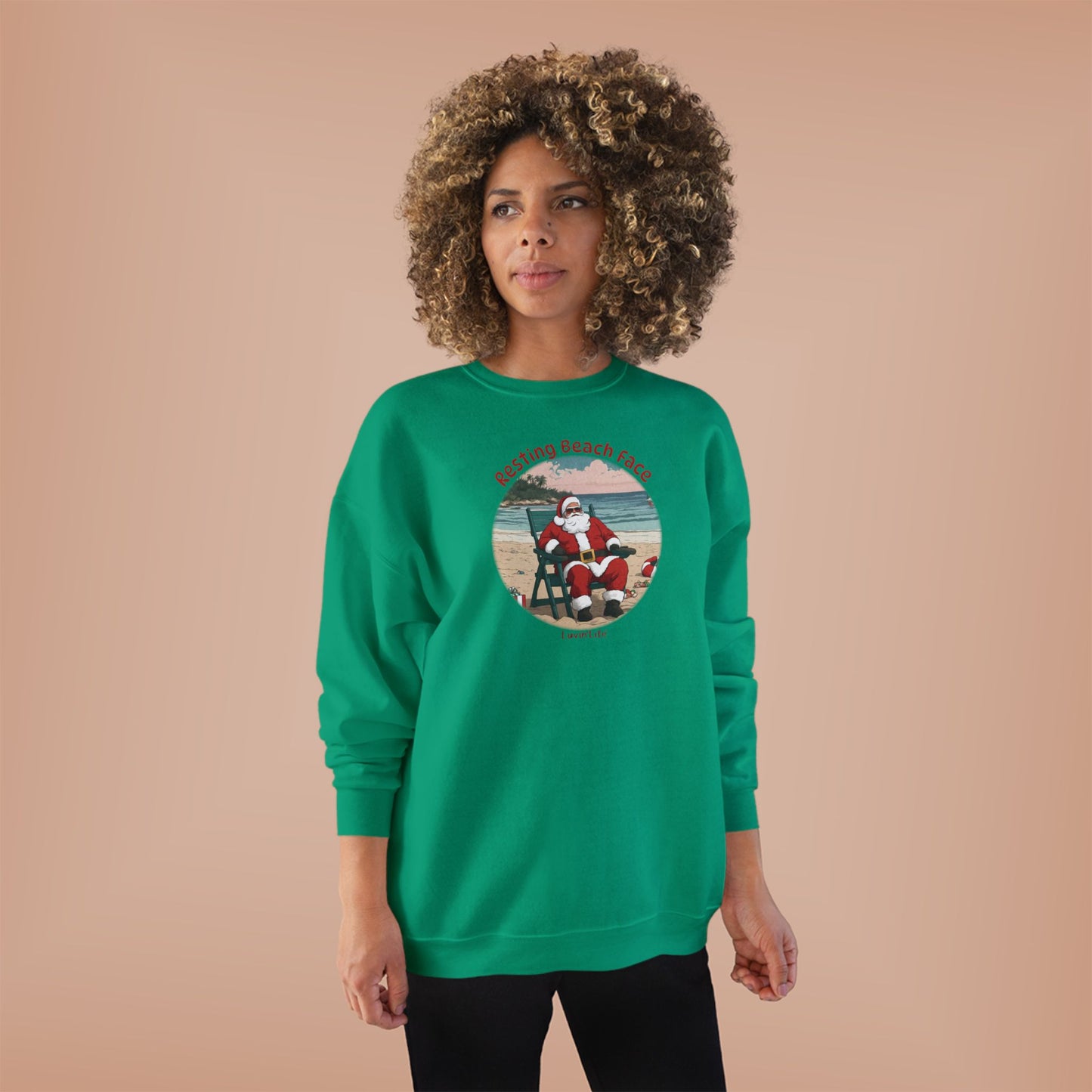 RESTING BEACH FACE - SANTA -Unisex Crewneck Sweatshirt (+4XL)