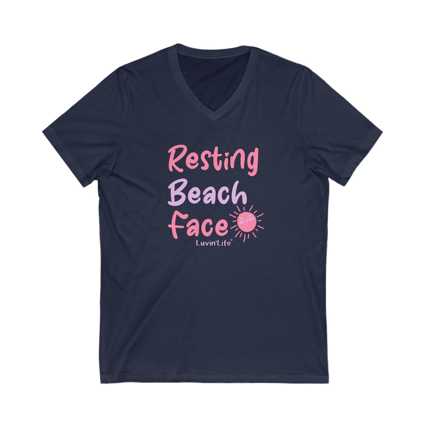 RESTING BEACH FACE - Bella+Canvas - V-Neck Unisex Jersey Short Sleeve Tee