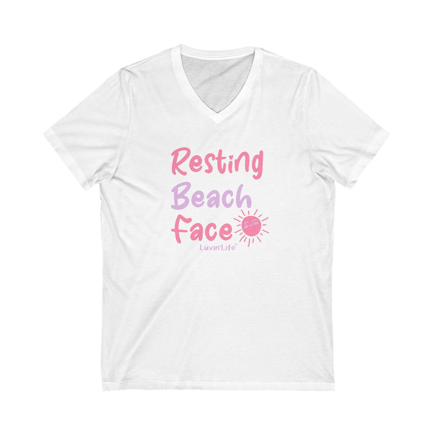 RESTING BEACH FACE - Bella+Canvas - V-Neck Unisex Jersey Short Sleeve Tee