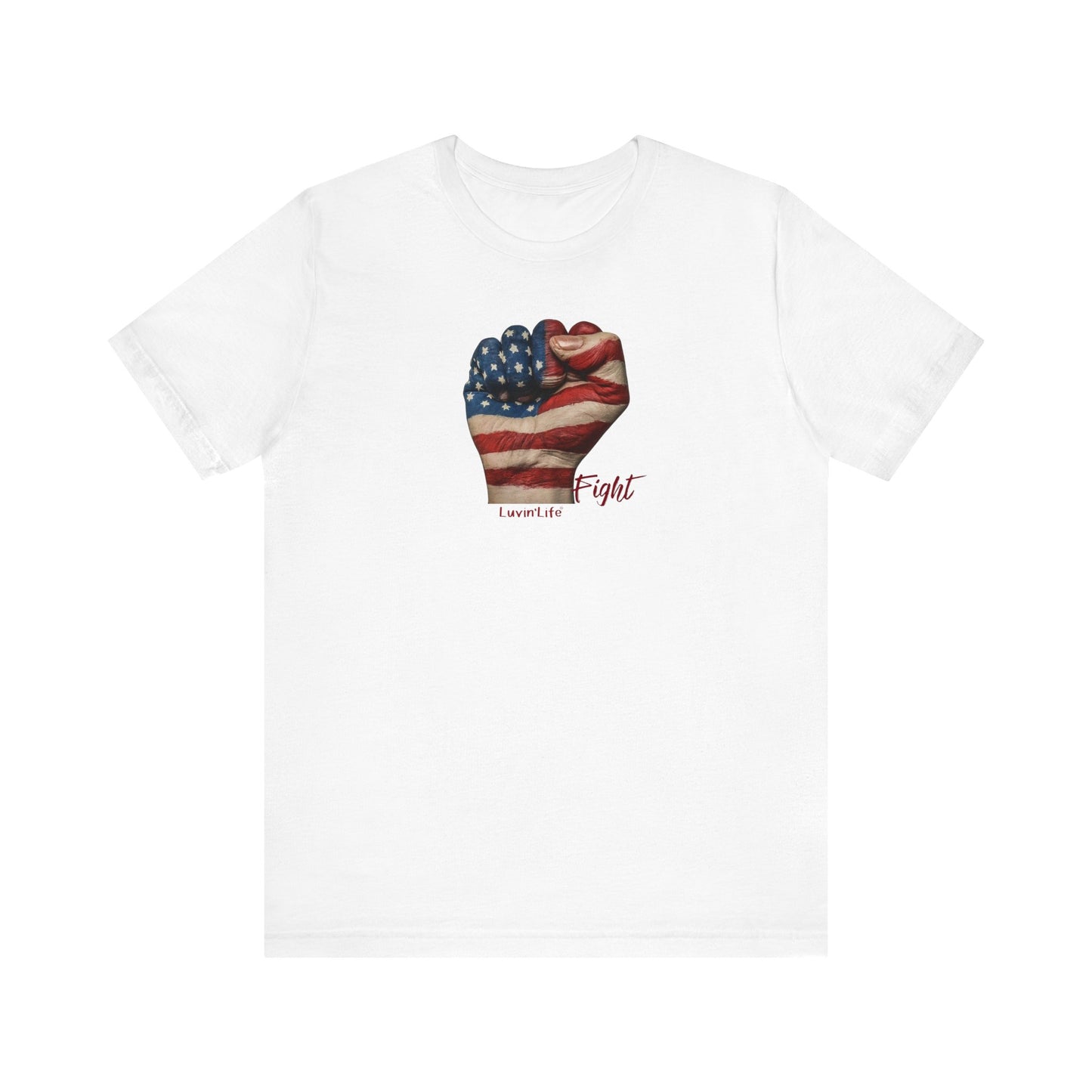 FIST AMERICAN FLAG - FIGHT - Bella+Canvas - Unisex Jersey Short Sleeve Tee (5XL)