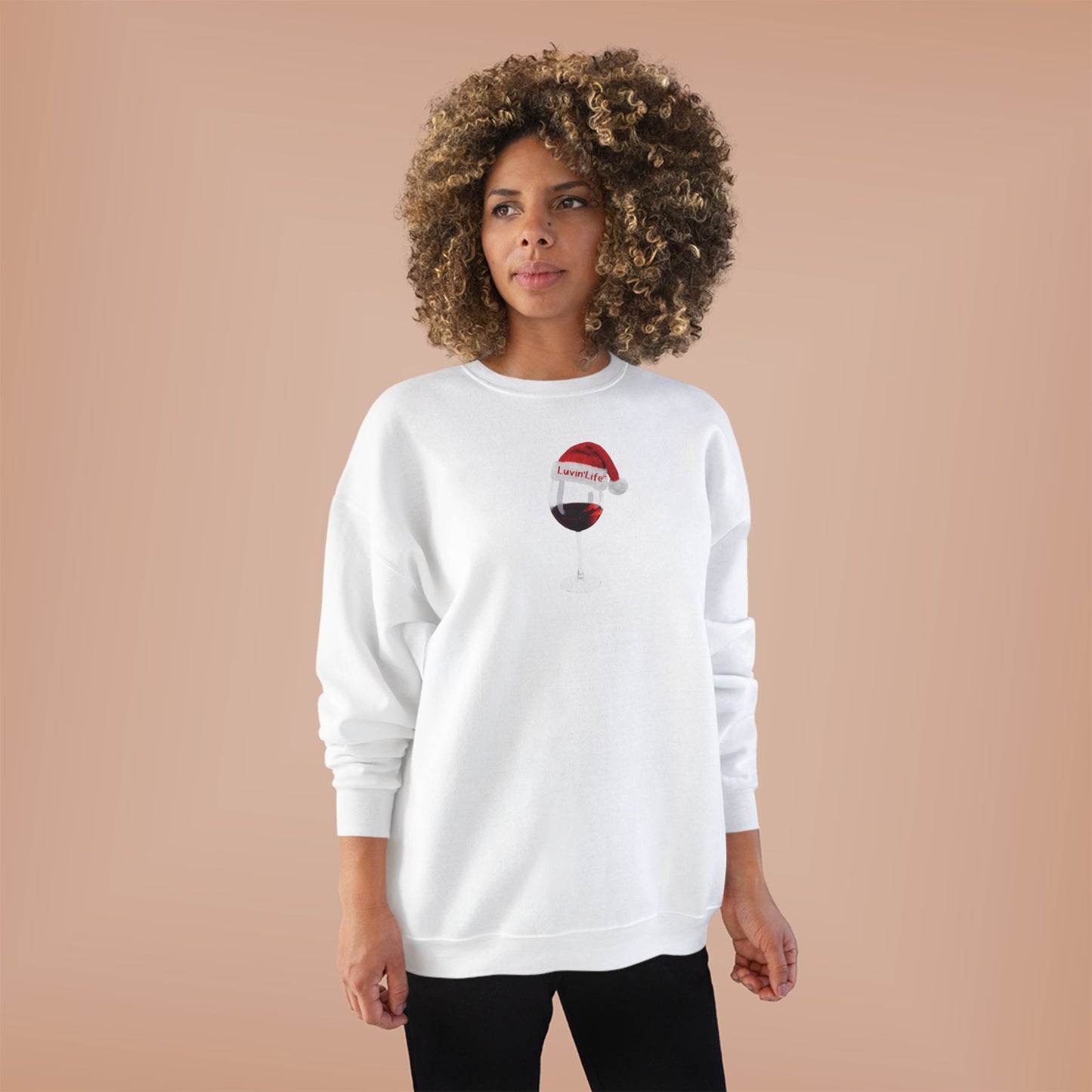 RED WINE SANTA HAT - Unisex Crewneck Sweatshirt (+4XL)