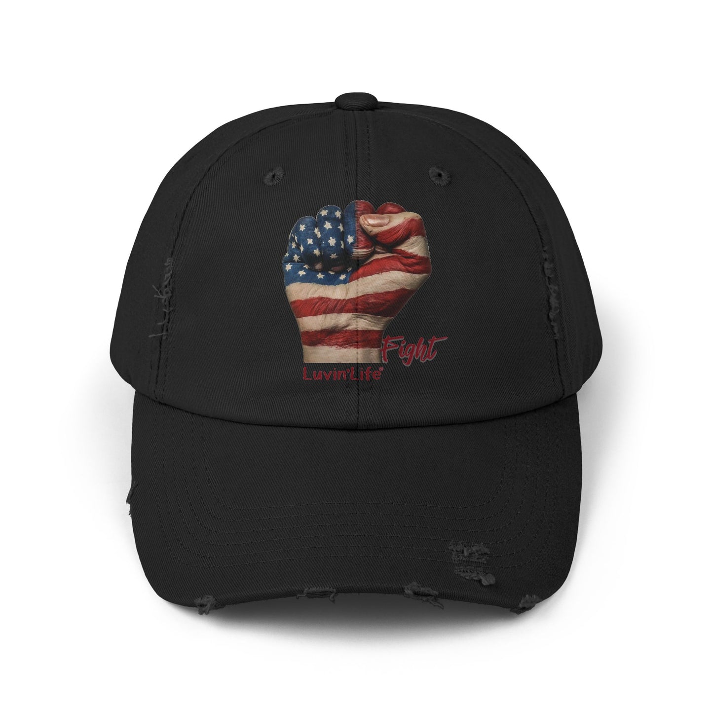 FIST AMERICAN FLAG - FIGHT - Unisex Distressed Cap