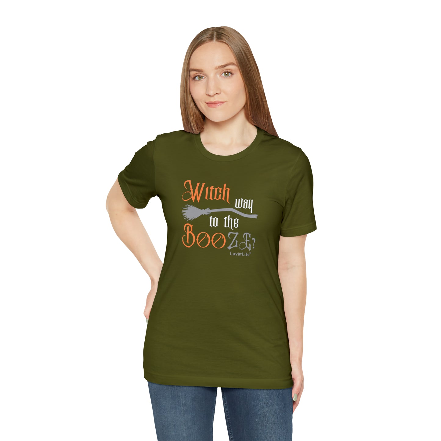 WITCH WAY TO THE BOOZE - Bella+Canvas Unisex Jersey Short Sleeve Tee (+3XL)