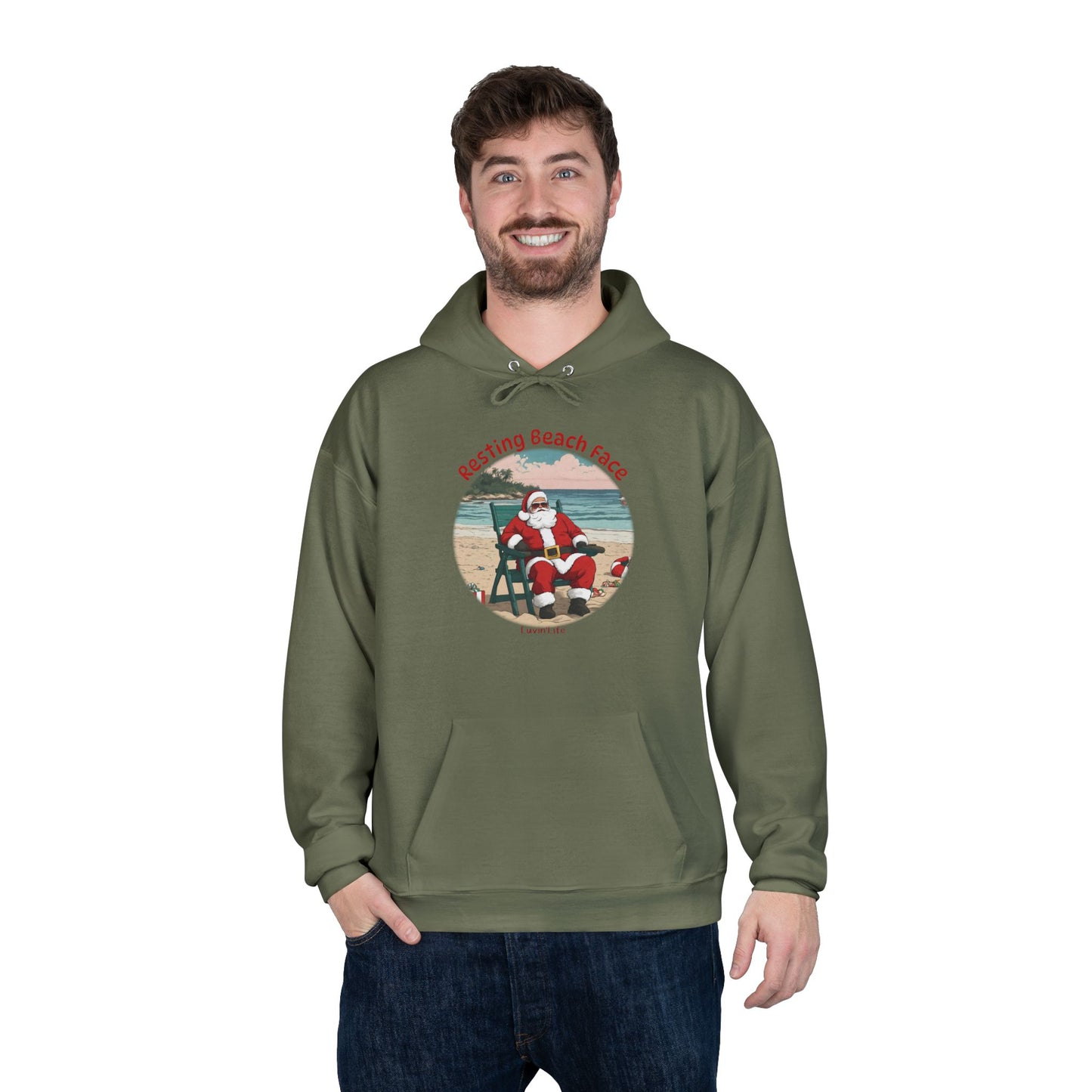 RESTING BEACH FACE - SANTA - Unisex Pullover Hoodie Sweatshirt (+3XL)