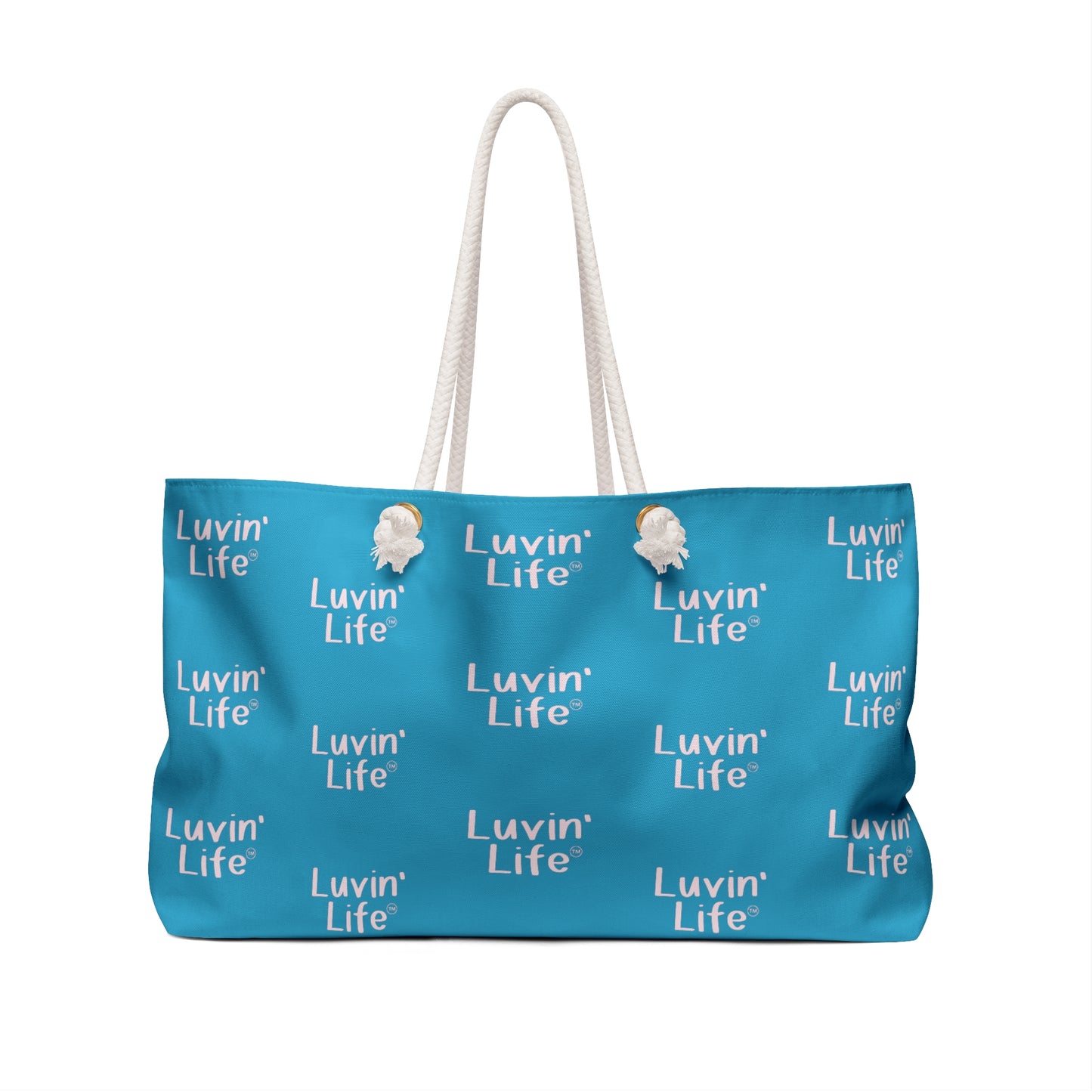 Luvin'Life PINK on TEAL - Beach/Weekender Tote Bag