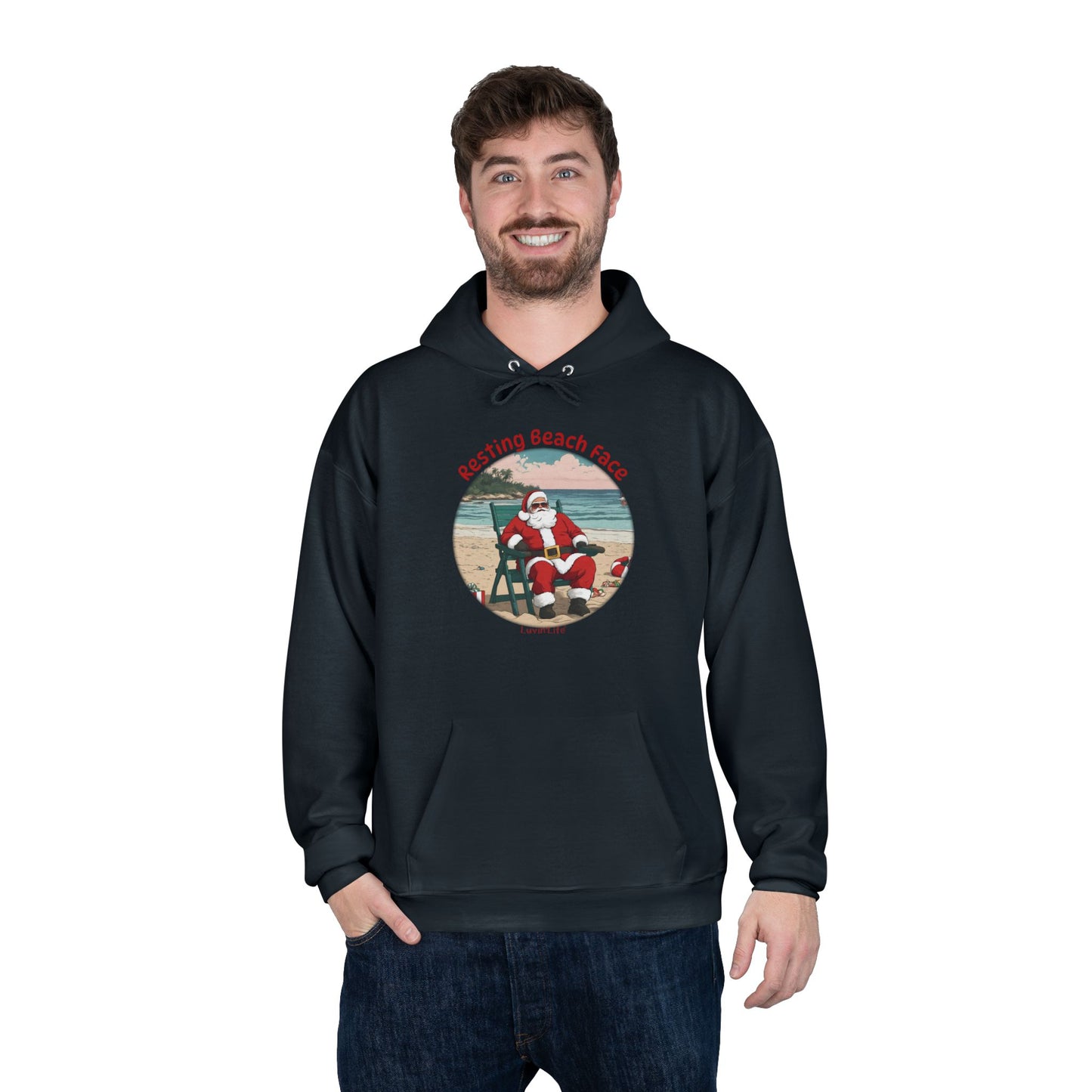 RESTING BEACH FACE - SANTA - Unisex Pullover Hoodie Sweatshirt (+3XL)