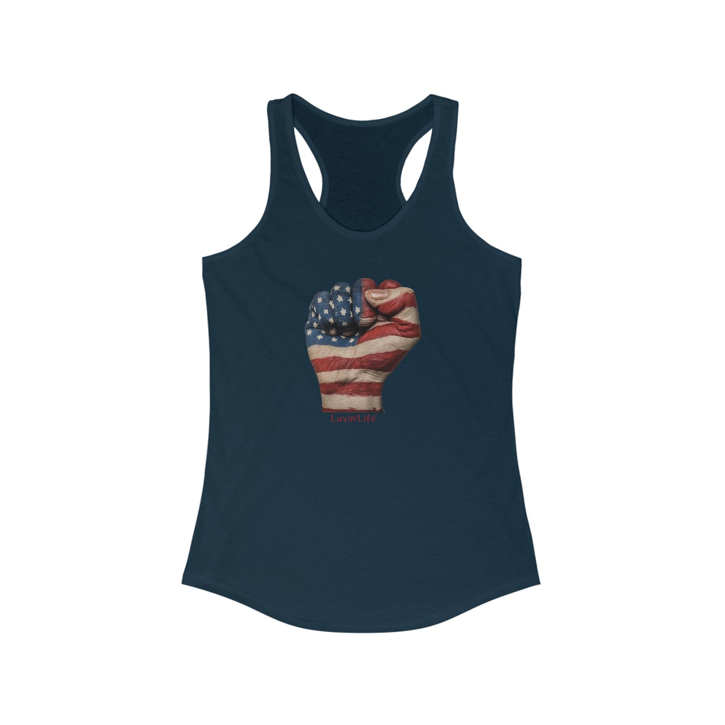 FIST AMERICAN FLAG - Women's Ideal Racerback Tank (Slim Fit)