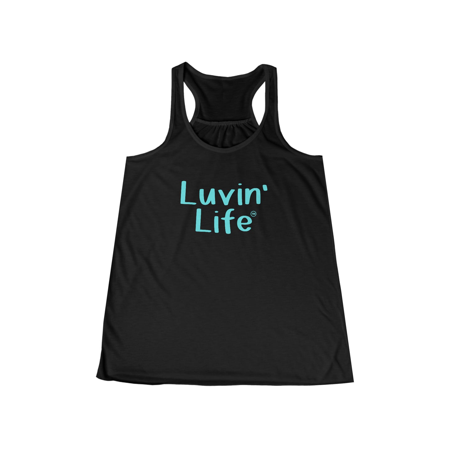 LUVIN' LIFE - Teal Font - Bella+Canvas - Women's Flowy Racerback Tank