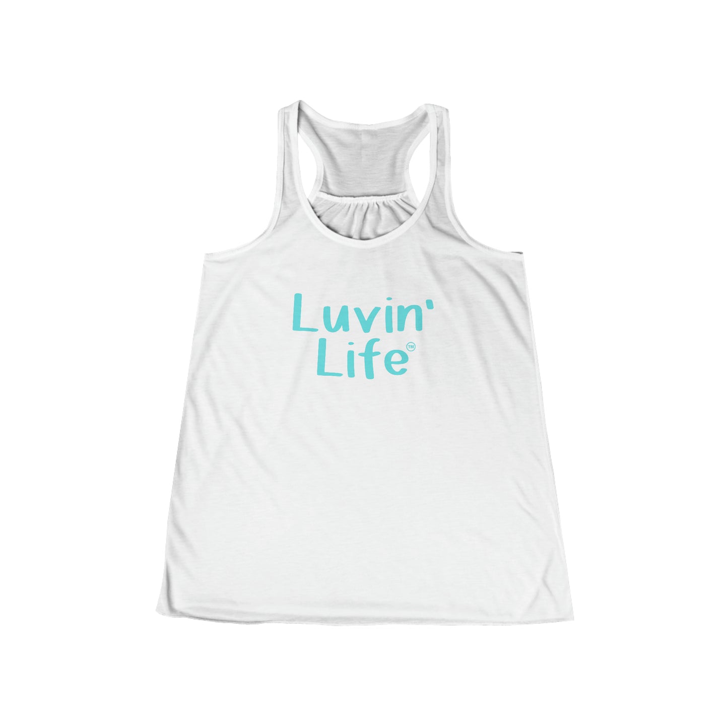 LUVIN' LIFE - Teal Font - Bella+Canvas - Women's Flowy Racerback Tank