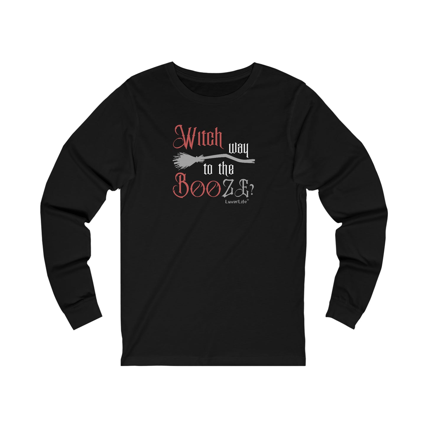 WITCH WAY TO THE BOOZE - Bella+Canvas Unisex Jersey Long Sleeve Tee (+3XL)