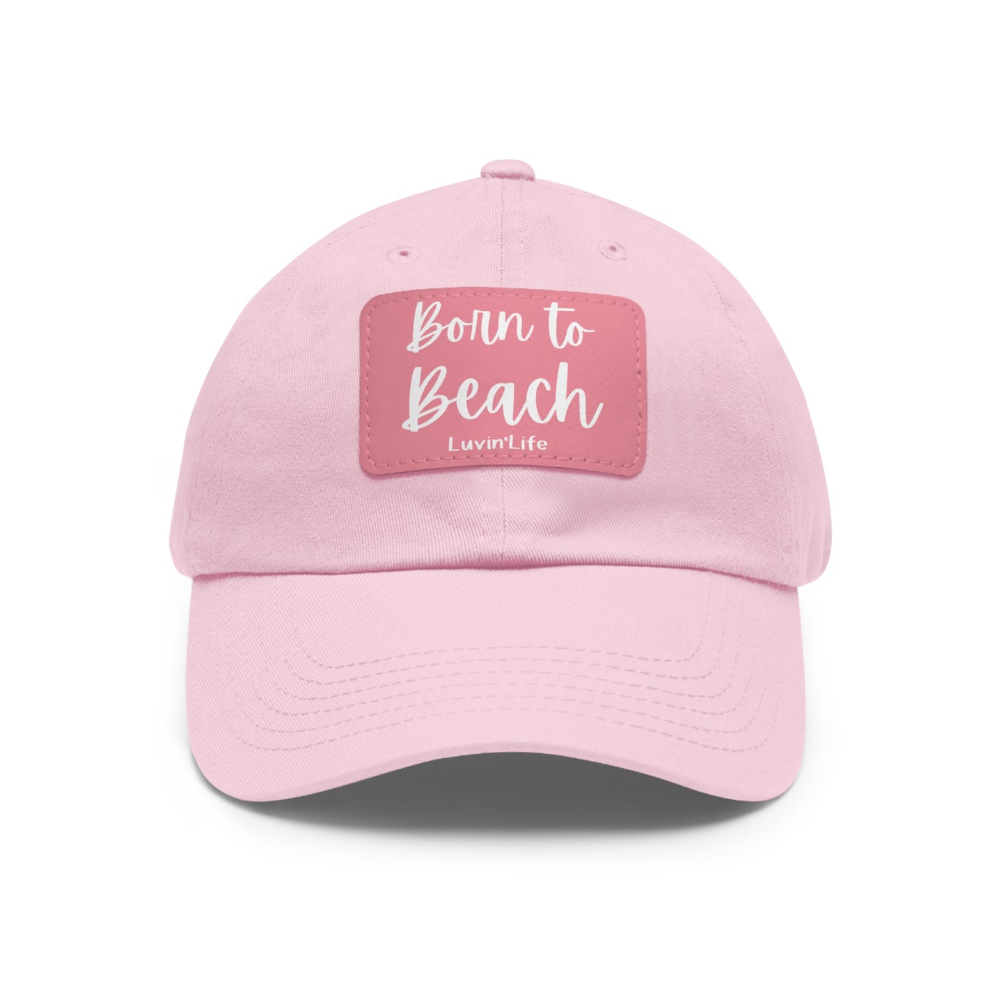 BORN TO BEACH - (white print)Dad Hat with Leather Patch