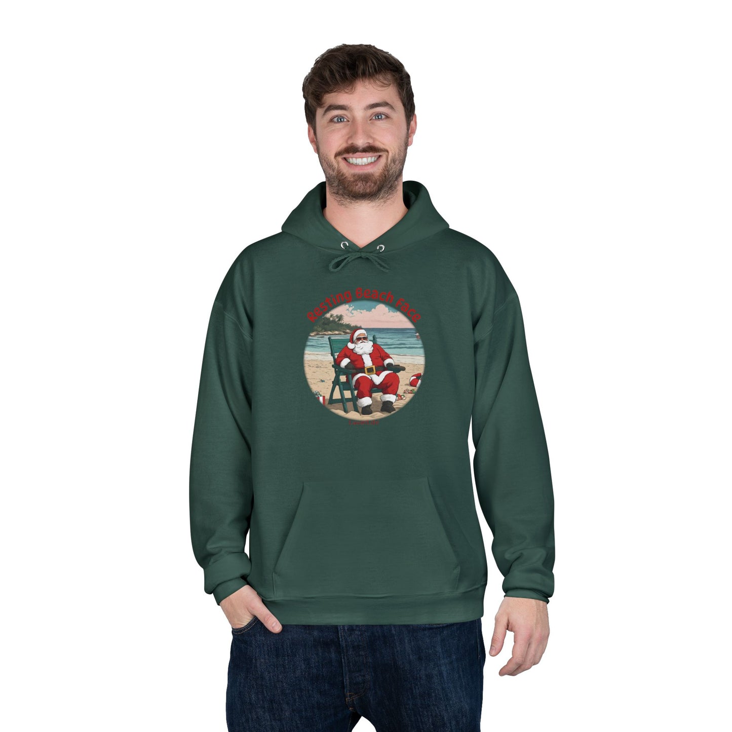 RESTING BEACH FACE - SANTA - Unisex Pullover Hoodie Sweatshirt (+3XL)