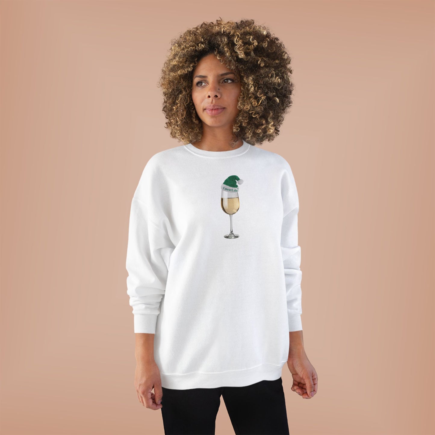 WHITE WINE SANTA HAT - Unisex Crewneck Sweatshirt (+4XL)