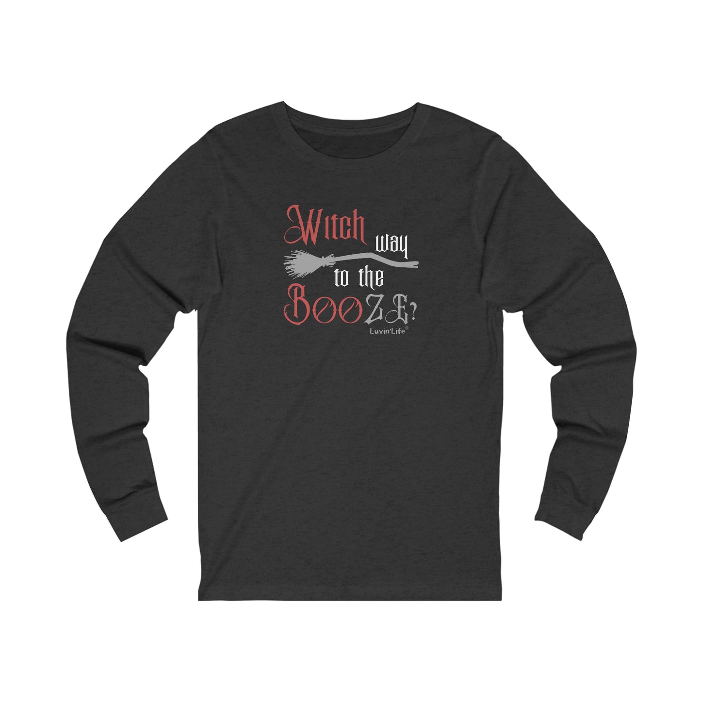 WITCH WAY TO THE BOOZE - Bella+Canvas Unisex Jersey Long Sleeve Tee (+3XL)