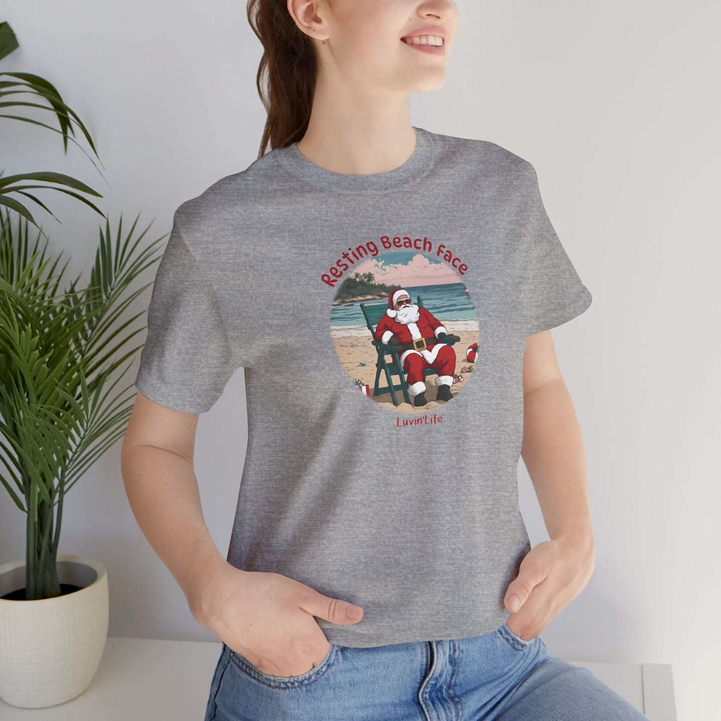 RESTING BEACH FACE - SANTA - Bella+Canvas Unisex Short Sleeve Tee (+5XL)