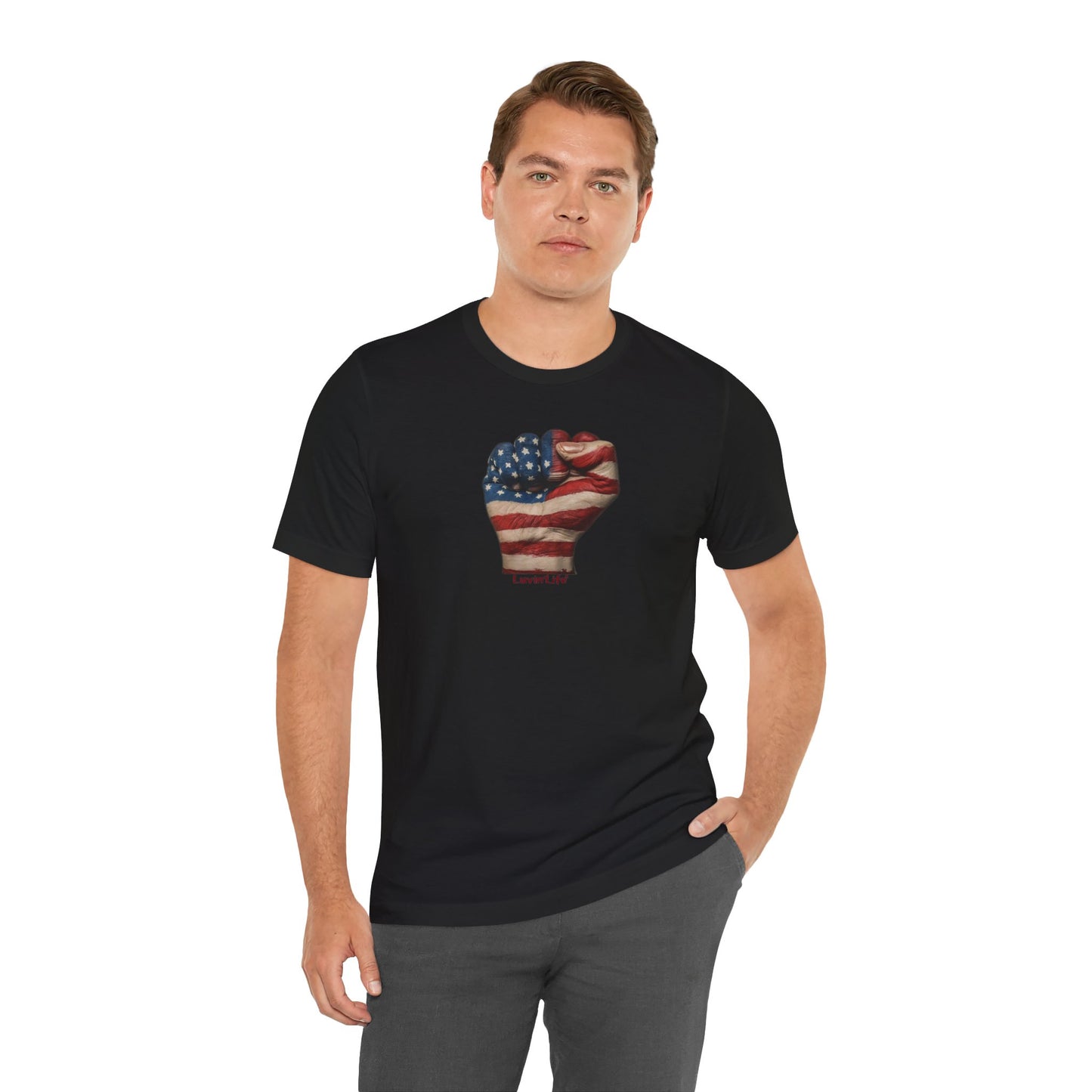 FIST AMERICAN FLAG - Unisex Jersey Short Sleeve Tee (5XL)