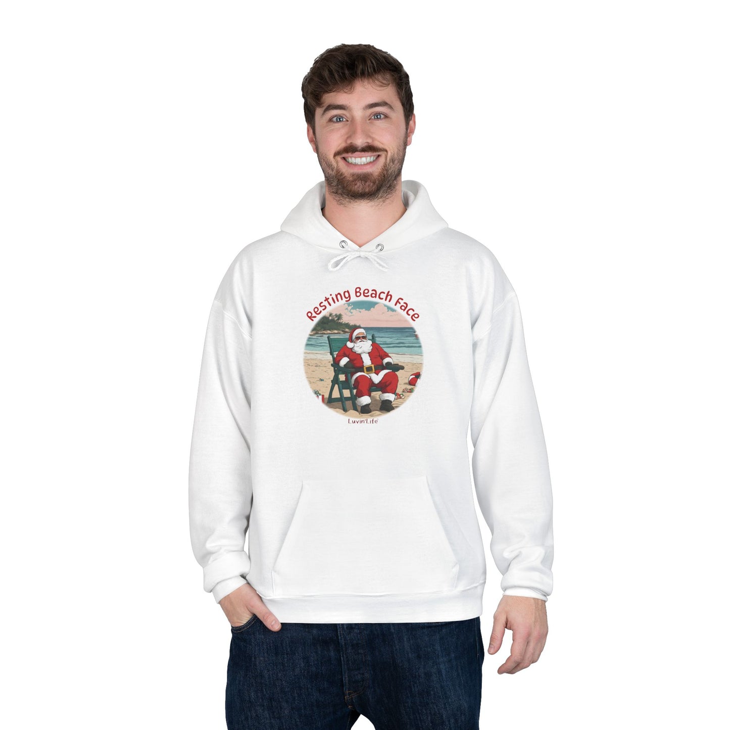 RESTING BEACH FACE - SANTA - Unisex Pullover Hoodie Sweatshirt (+3XL)