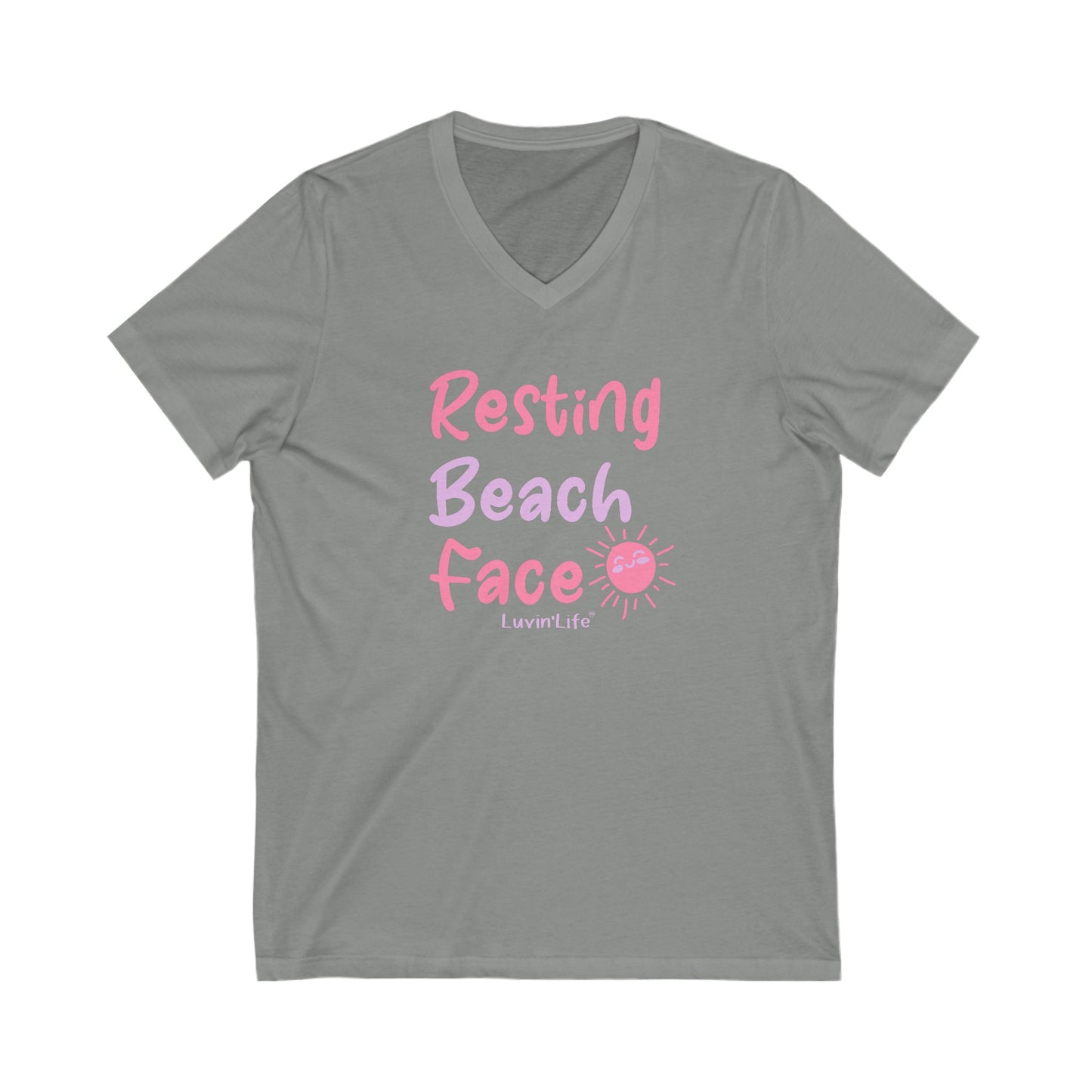 RESTING BEACH FACE - Bella+Canvas - V-Neck Unisex Jersey Short Sleeve Tee