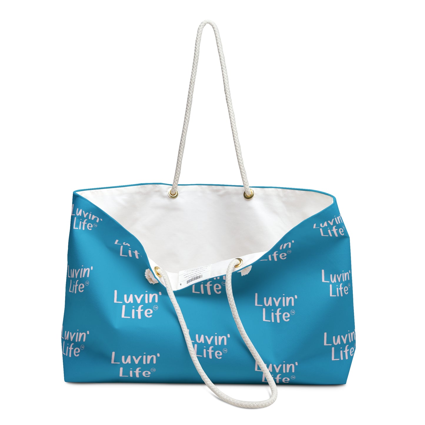 Luvin'Life PINK on TEAL - Beach/Weekender Tote Bag