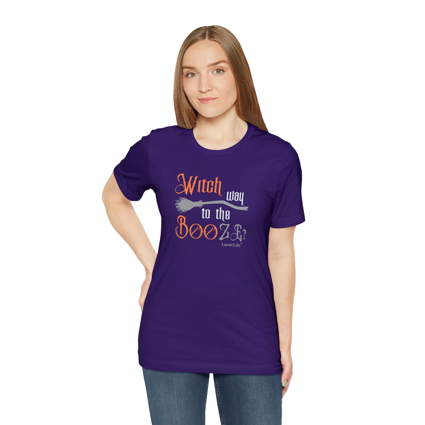 WITCH WAY TO THE BOOZE - Bella+Canvas Unisex Jersey Short Sleeve Tee (+3XL)