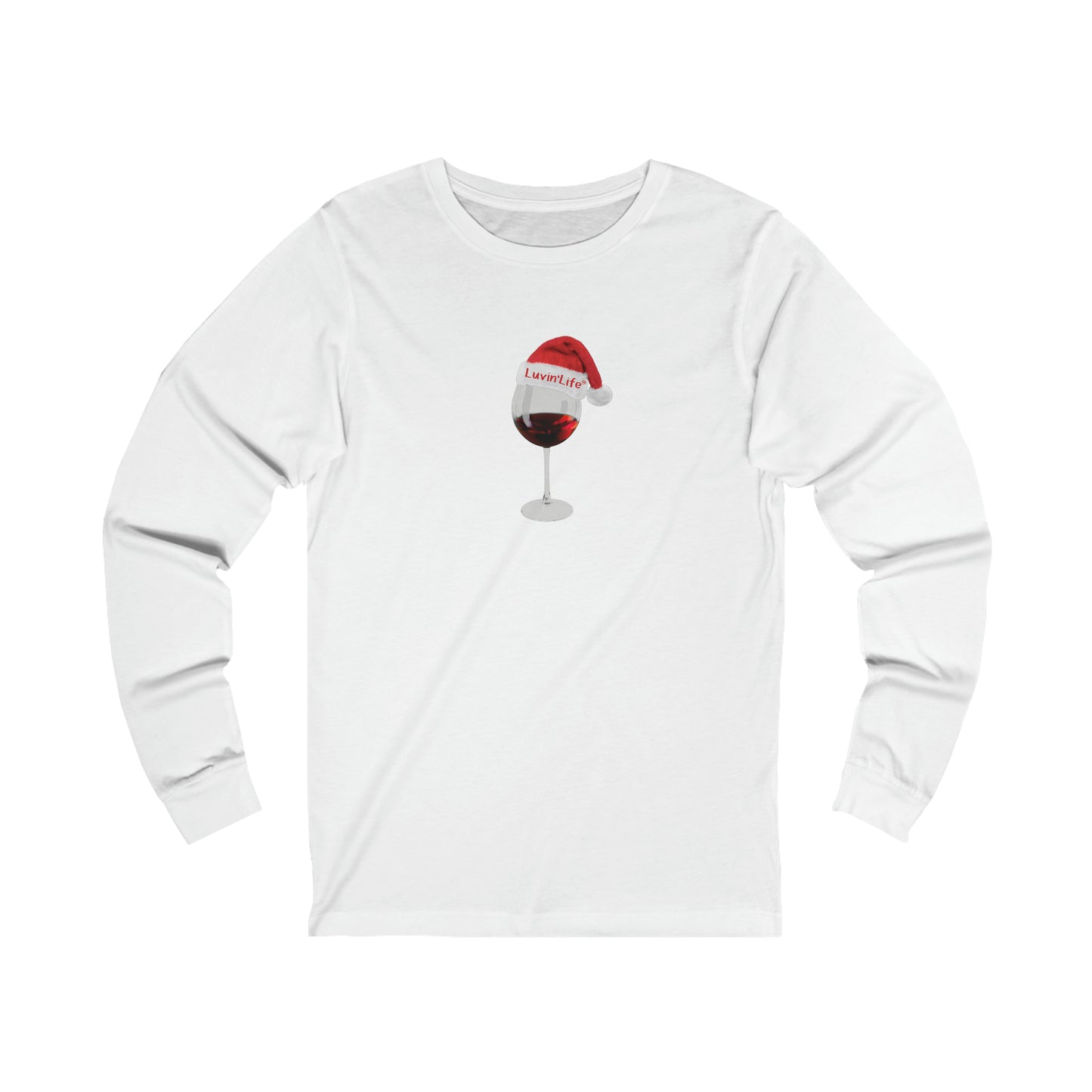 RED WINE SANTA HAT - Bella+Canvas - Unisex Jersey Long Sleeve Tee (2XL)