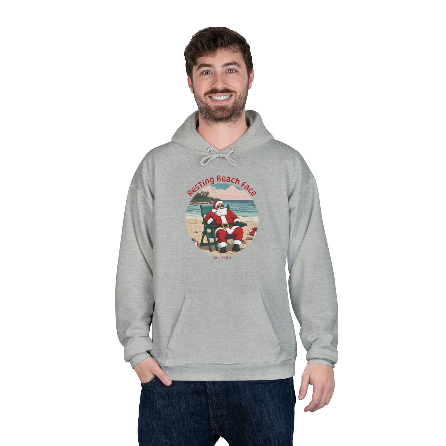 RESTING BEACH FACE - SANTA - Unisex Pullover Hoodie Sweatshirt (+3XL)