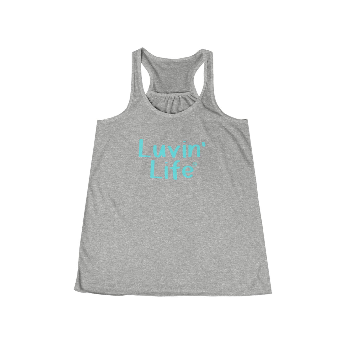 LUVIN' LIFE - Teal Font - Bella+Canvas - Women's Flowy Racerback Tank