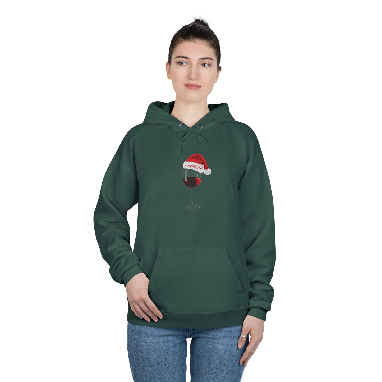 RED WINE SANTA HAT - Unisex  Pullover Hoodie Sweatshirt (+3XL)