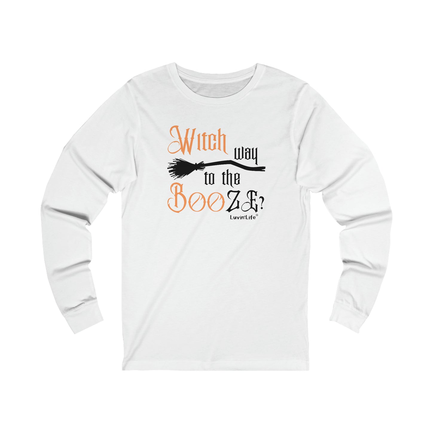 WITCH WAY TO THE BOOZE - Bella+Canvas Unisex Jersey Long Sleeve Tee (+3XL)