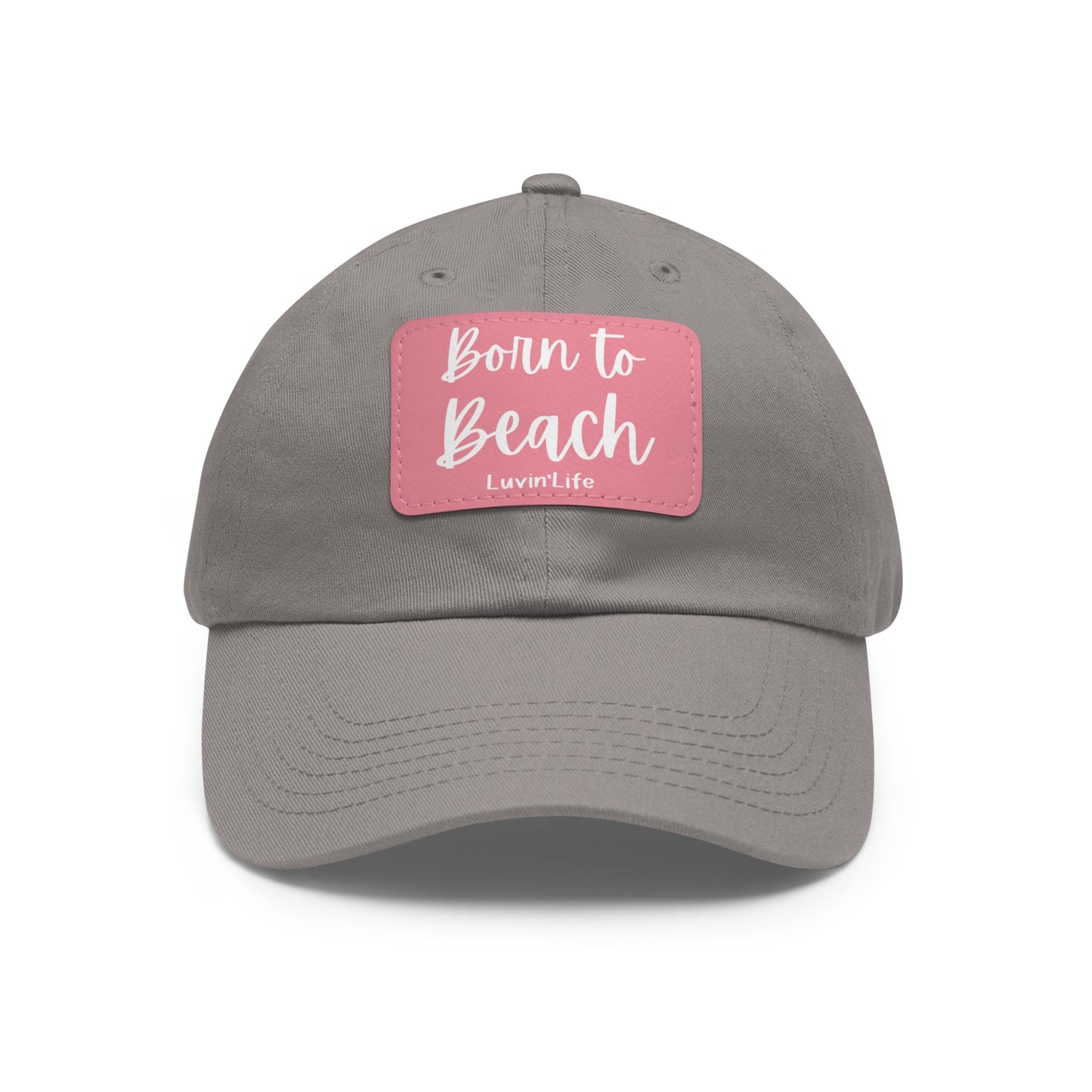 BORN TO BEACH - (white print)Dad Hat with Leather Patch