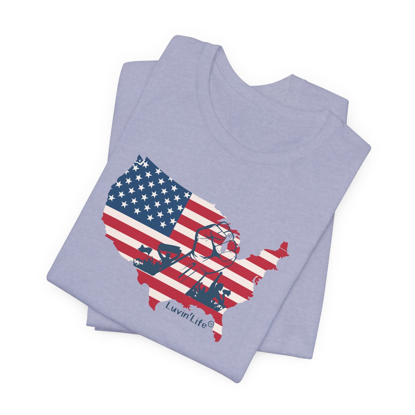 US FLAG MAP & FIST - Bella+Canvas - Unisex Jersey Short Sleeve Tee (4XL)