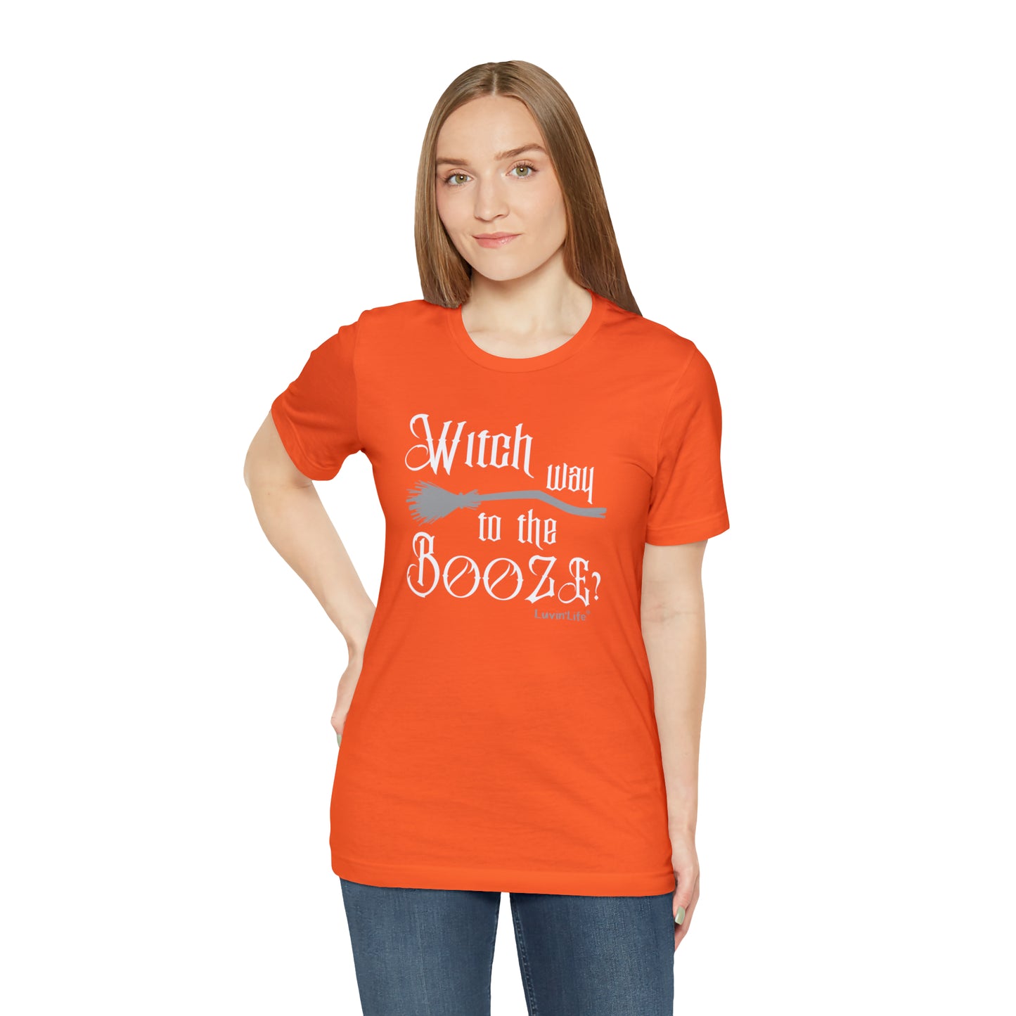 WITCH WAY TO THE BOOZE - Bella+Canvas Unisex Jersey Short Sleeve Tee (+3XL)