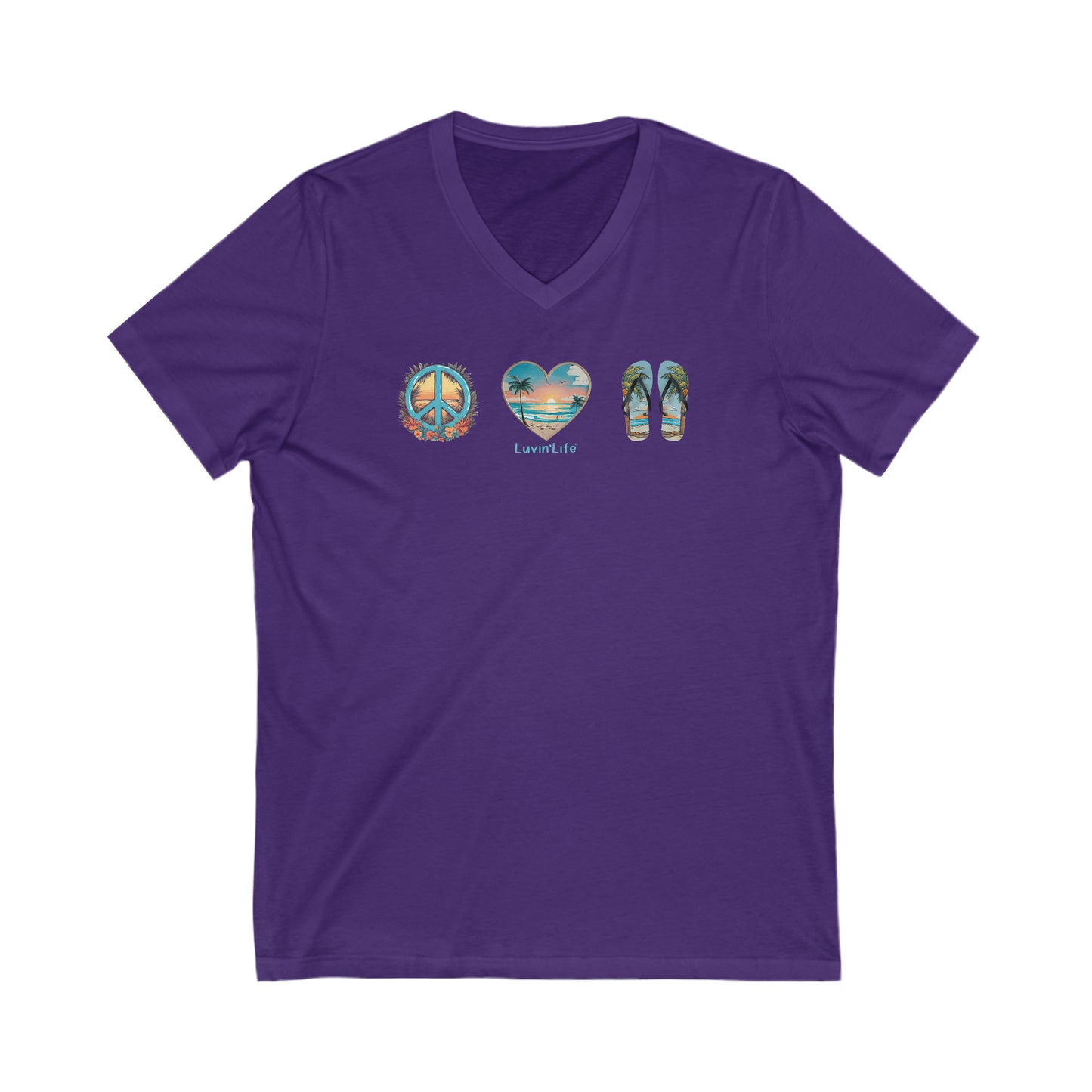 PEACE LOVE FLIPFLOPS - Bella+Canvas Unisex Short Sleeve V-Neck Tee