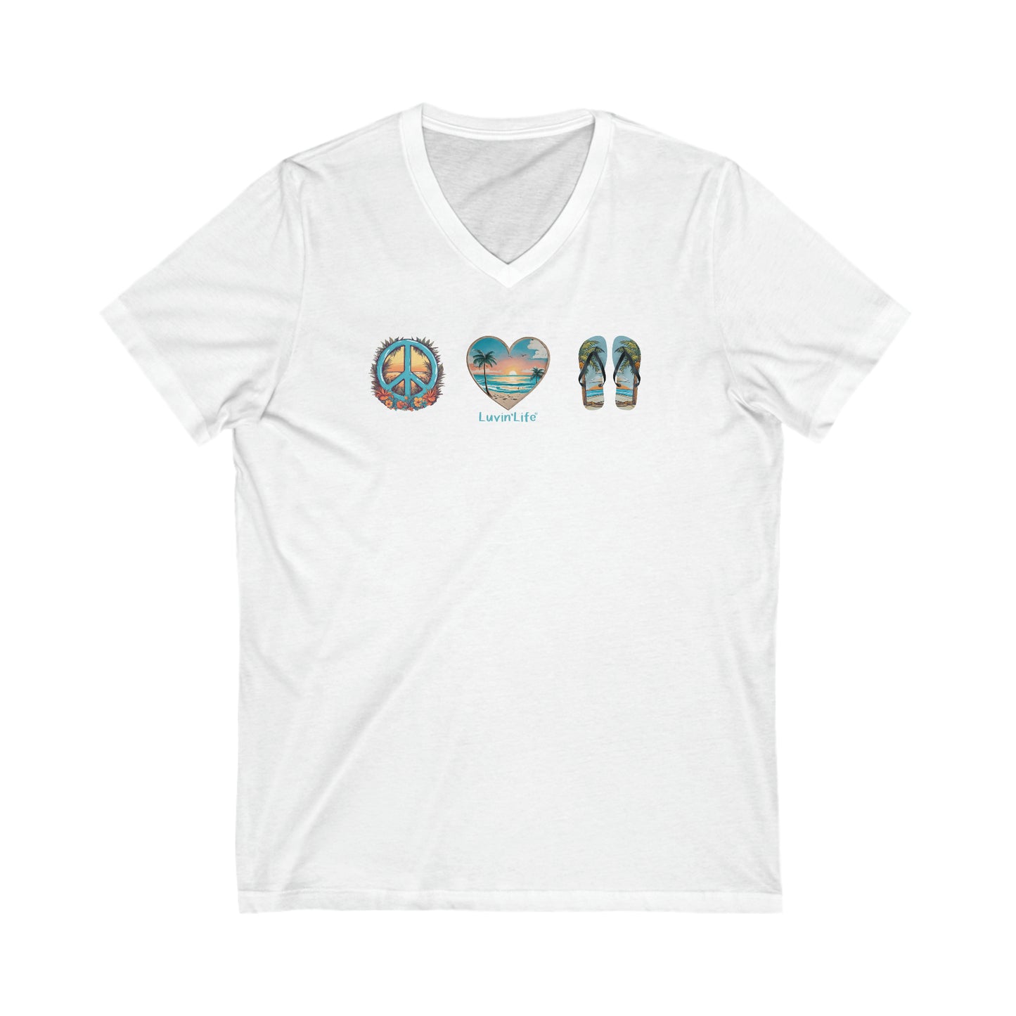 PEACE LOVE FLIPFLOPS - Bella+Canvas Unisex Short Sleeve V-Neck Tee